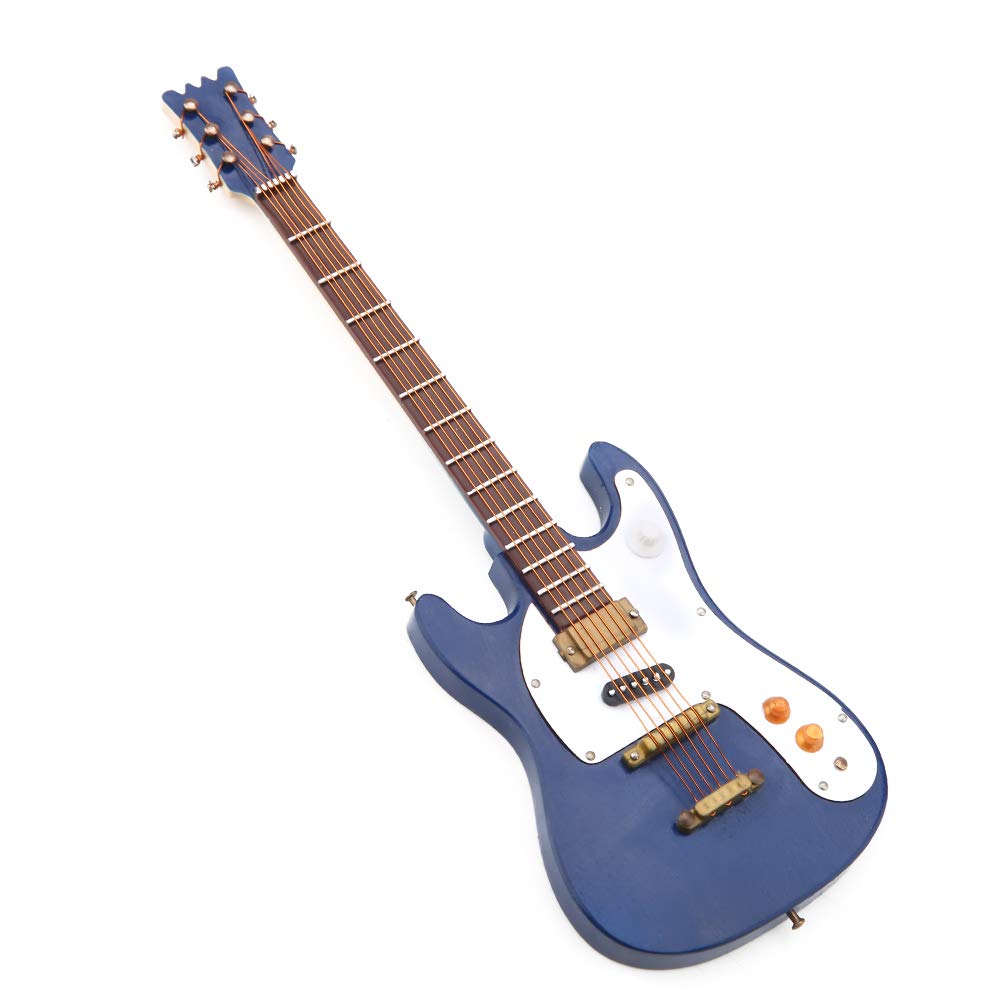 Zerodis Mini Wooden Guitar Model - Electric Guitar Miniature with Stand & Display Box - Perfect for Dollhouse Accessories, Home Decor & Musical Instrument Collectors | Great Gift for Musicians & Miniature Enthusiasts
