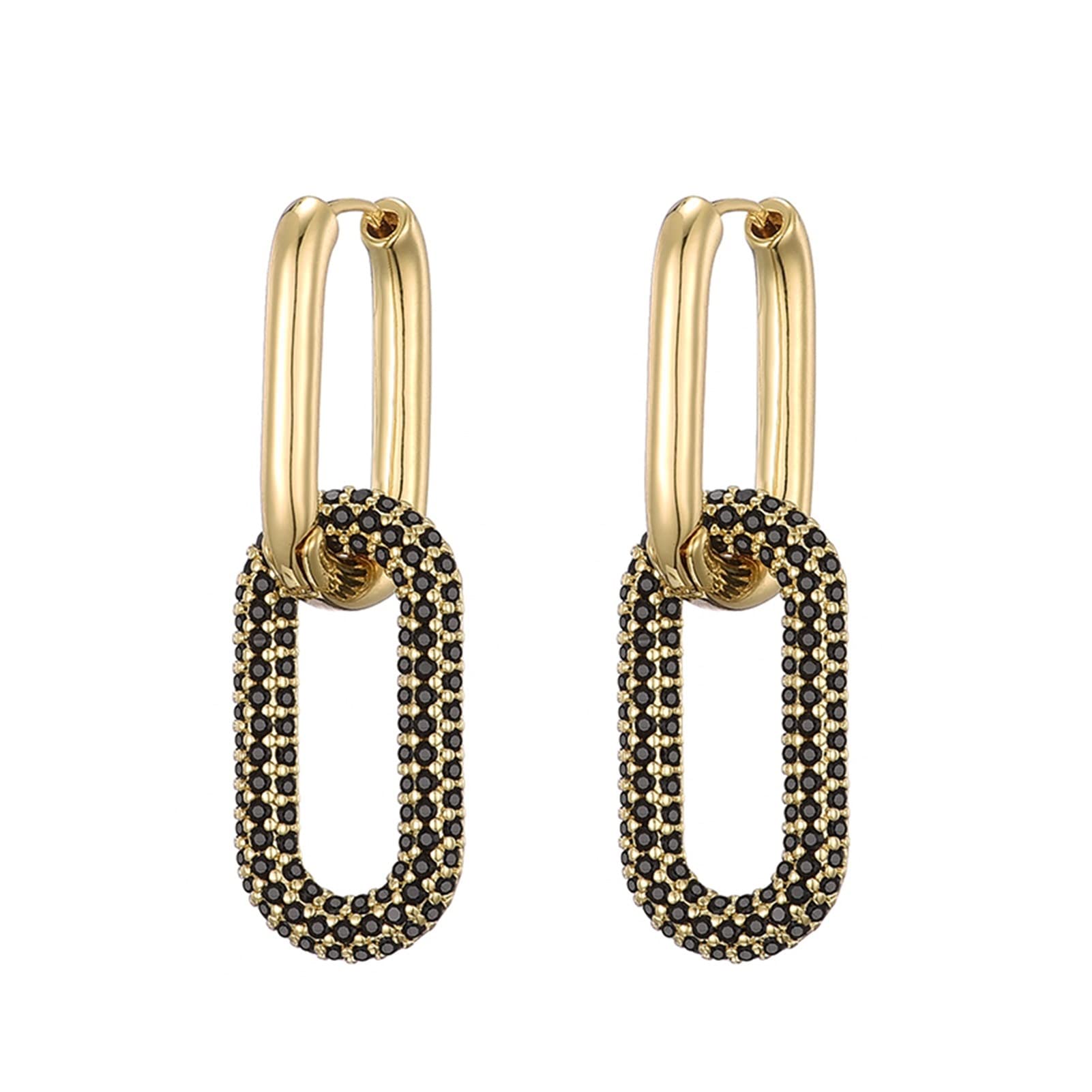 Stylish Geometric Oval Rectangle Hoop Earrings for Women - Elegant Zircon Dangle Earrings | Wedding Jewelry & Fashion Gift (Color 02) | Perfect for Bridal, Party & Everyday Wear