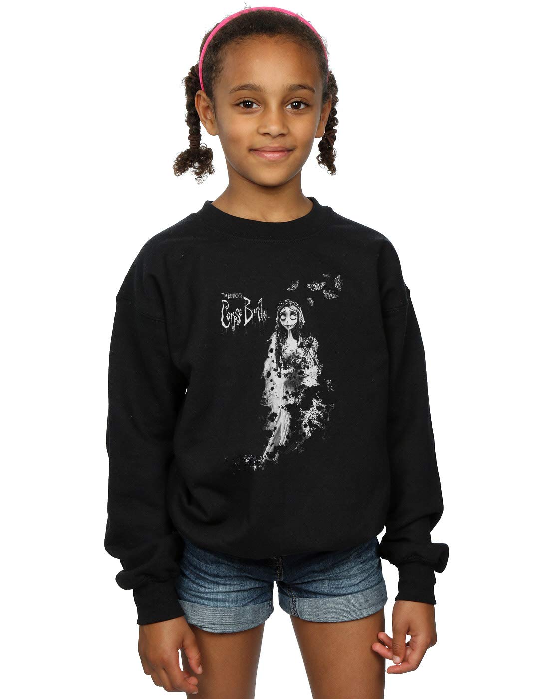 Corpse Bride Inspired Distressed Sweatshirt for Girls | Gothic Halloween Costume Top | Movie Character Cosplay Outfit