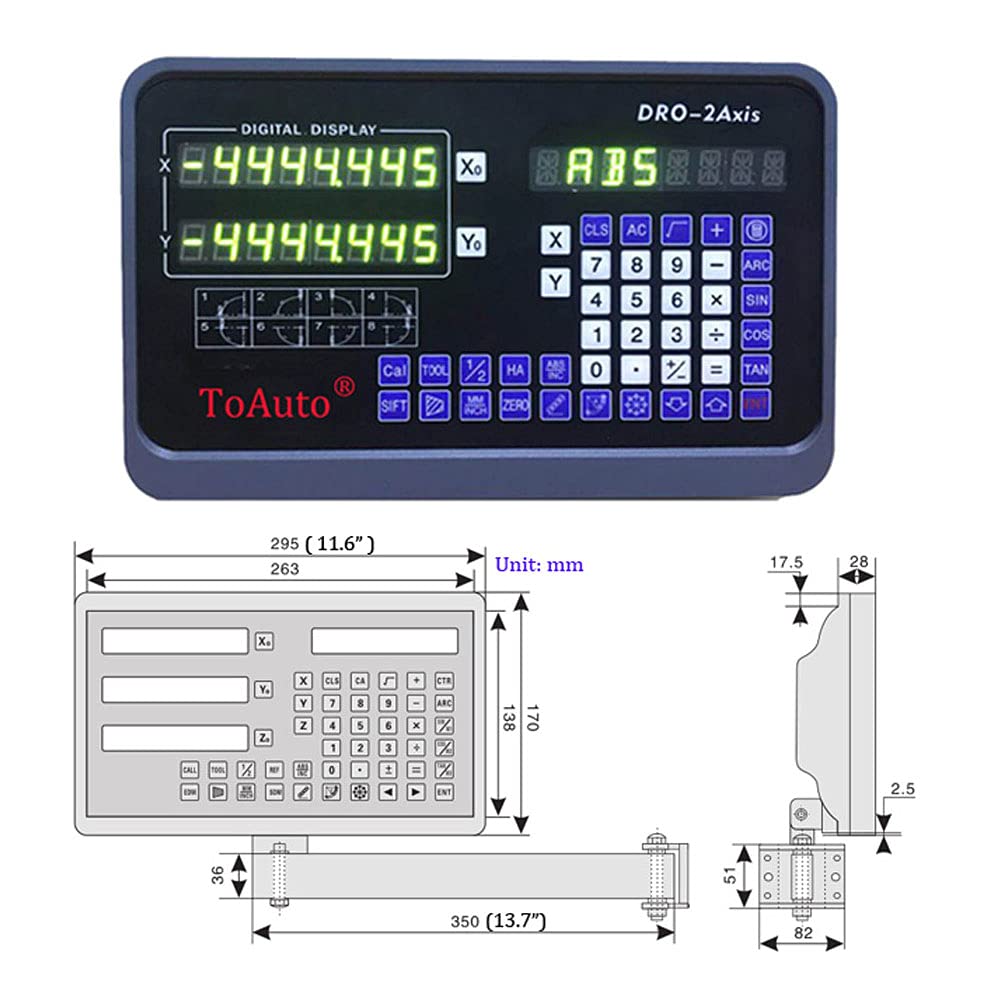 ToAuto 2 Axis Digital Readout DRO Kit with 18