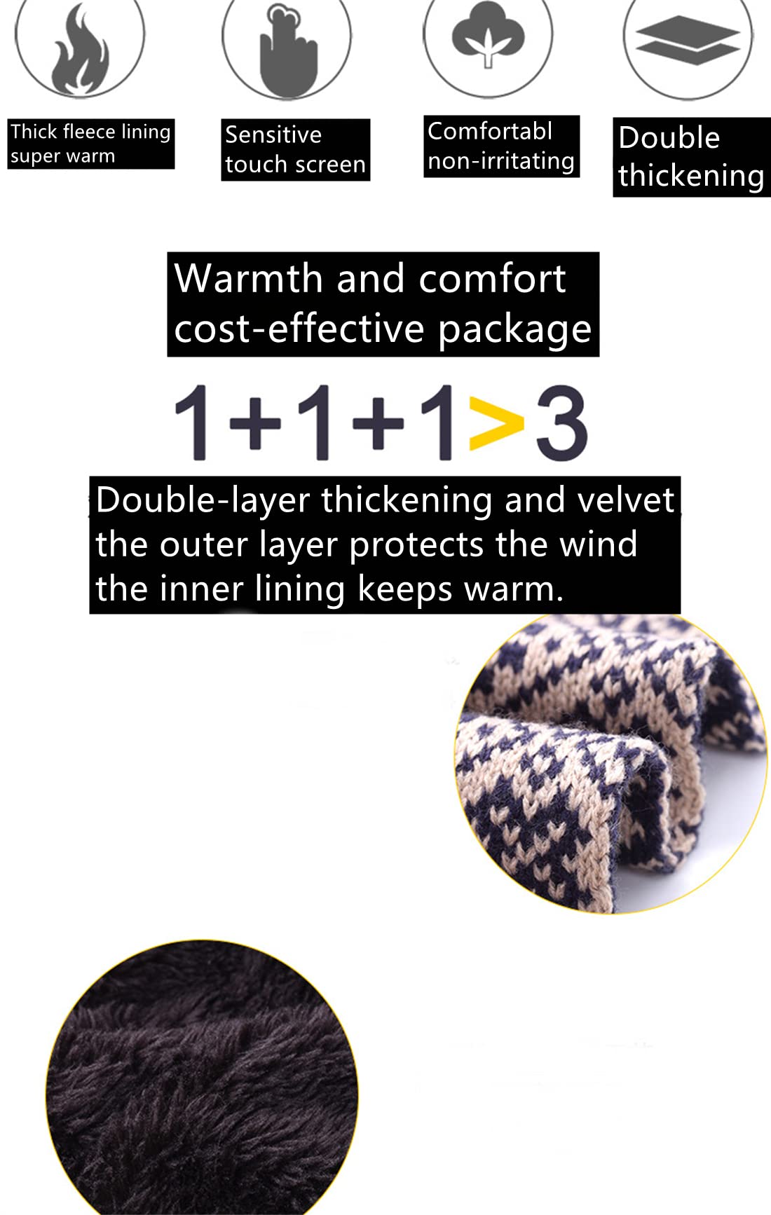 Men's & Women's Winter Leopard Print Beanie Hat, Scarf & Touchscreen Gloves Set - Fleece Lined Knit Skull Cap with Pompom - Perfect for Snow Sports, Skiing & Cold Weather Fashion