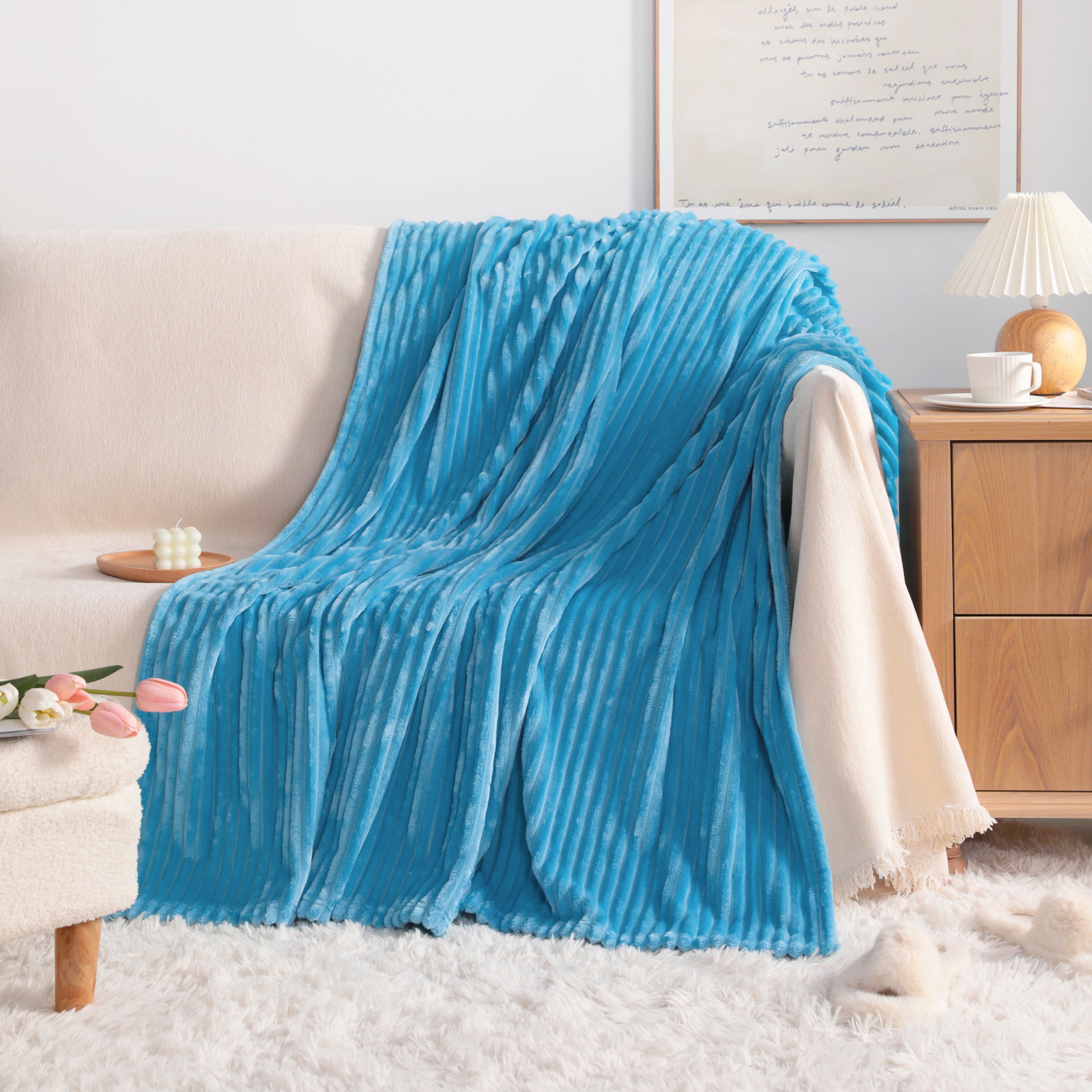 NTBAY® All Seasons Plush Flannel Fleece Throw Blanket - Soft & Cozy for Bed, Couch, and Travel | Perfect for Winter, Fall, and Home Decor