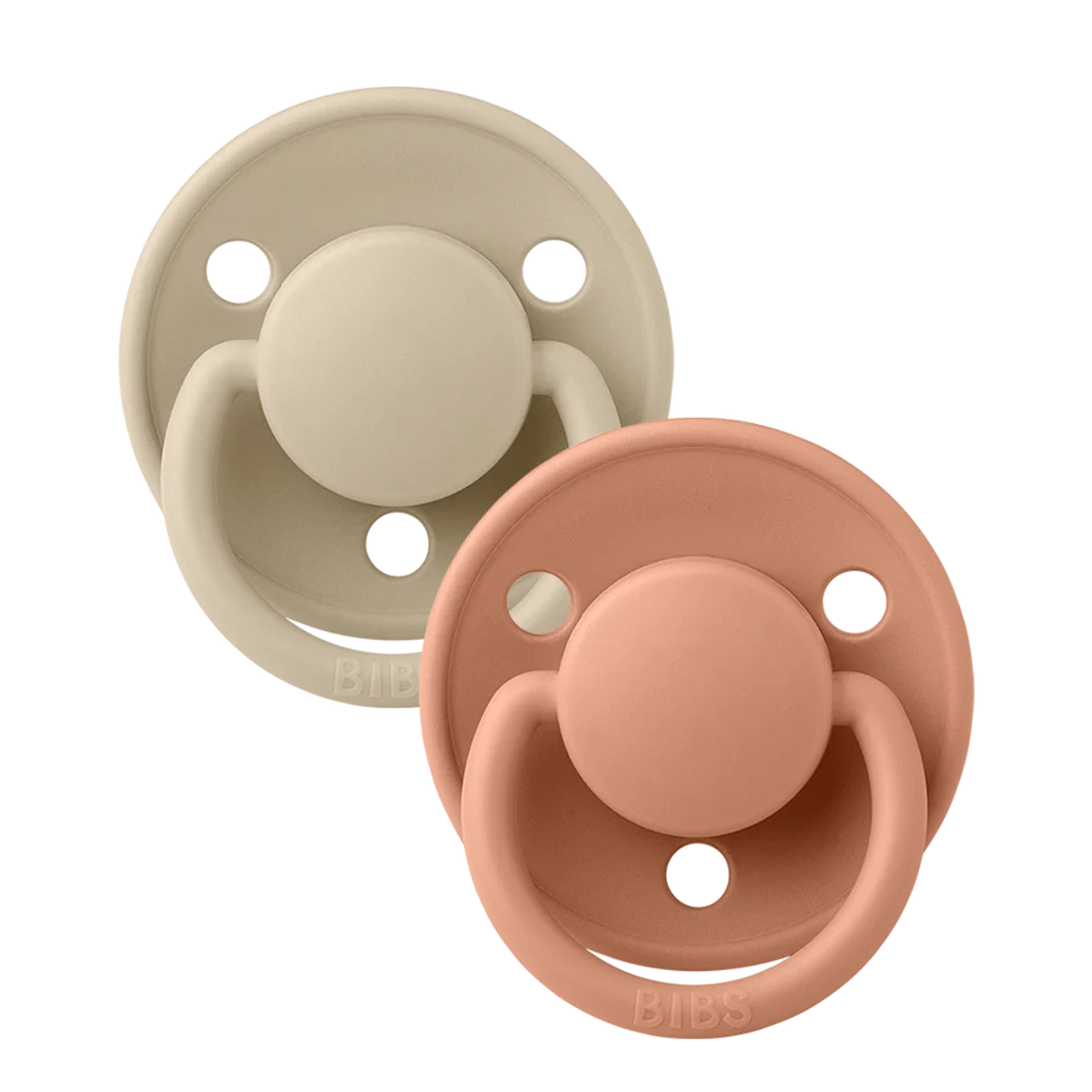 BIBS Round De Lux Silicone Pacifiers 2-Pack for Babies 0-3 Years | Soft Orthodontic Soothers for Newborns & Toddlers | Perfect for Daycare, Travel & Sleep Comfort