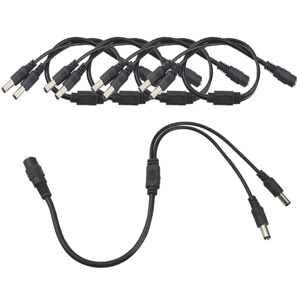 Deguangxin DC Female to Male Power Splitter Cable - 1 to 2 Way Y Adapter for CCTV Security Cameras, LED Strip Lights & DC Devices | Secure Power Distribution for Surveillance Systems & Home Lighting (Pack of 1)