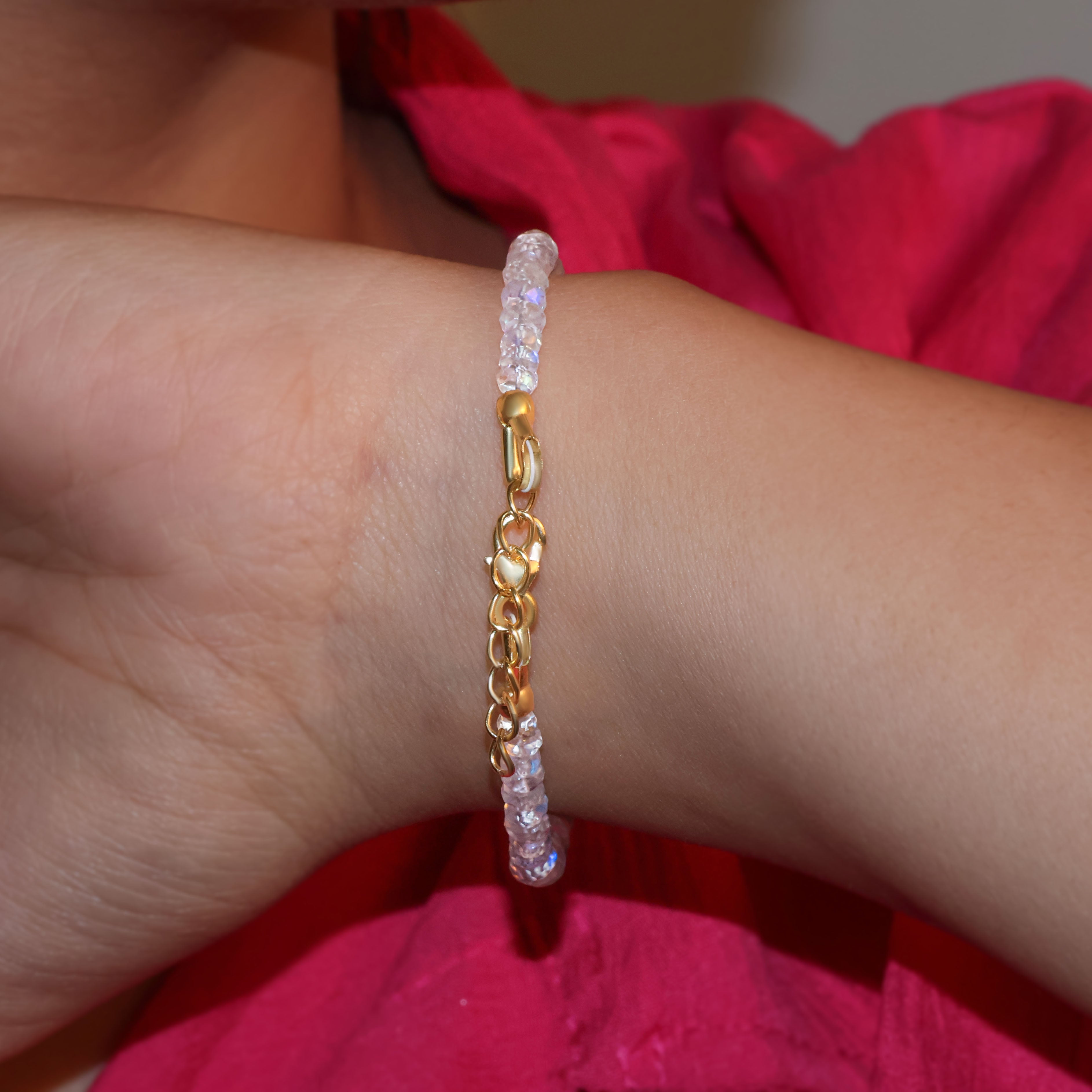 Elegant White Moonstone Faceted Beaded Bracelet for Women - Perfect for Yoga, Meditation & Boho Fashion Accessories