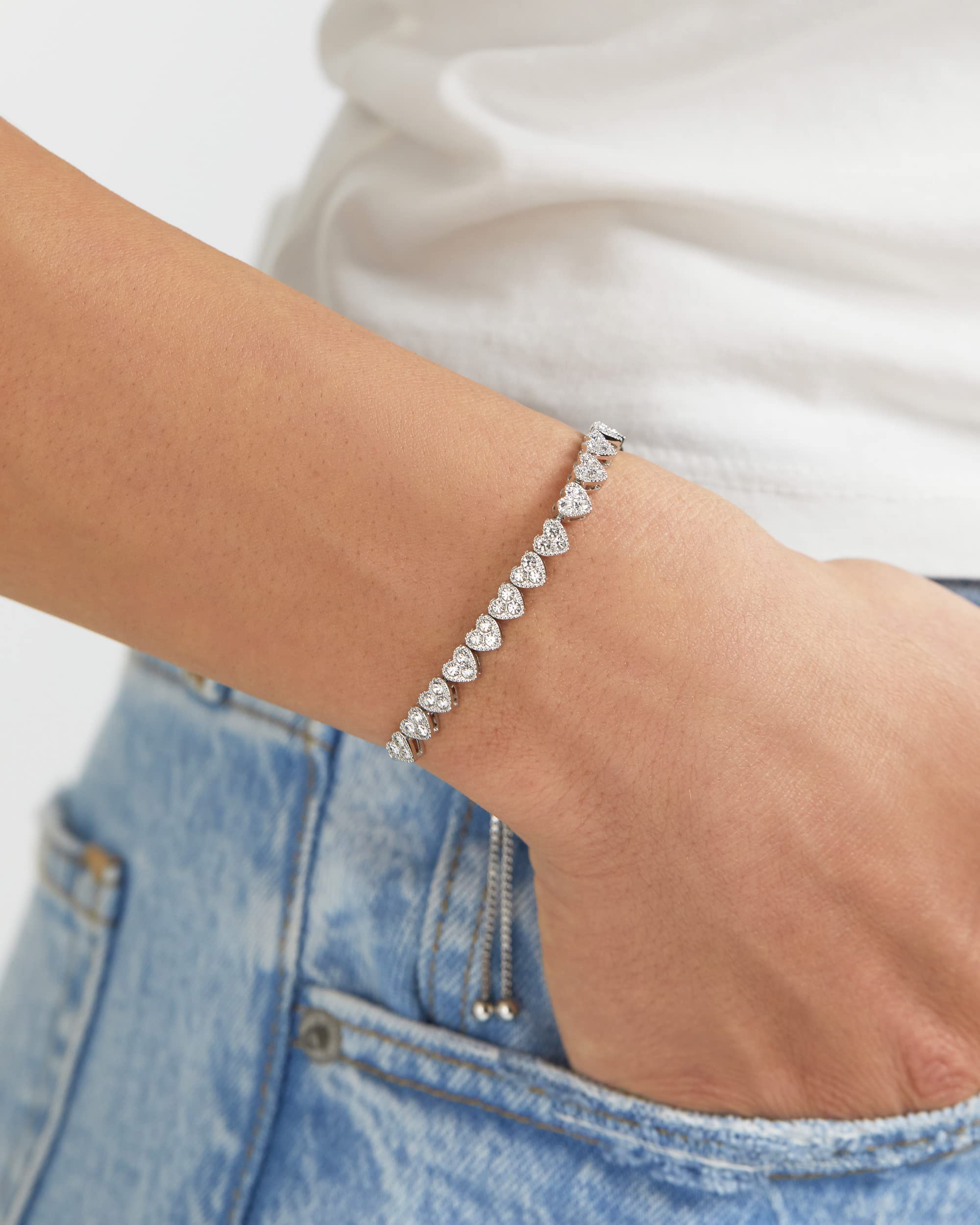 INSPIRED VOICES Adjustable Slider Lariat Tennis Bracelet for Women - Rhinestone Crystal Fashion Jewelry in Blue, Pink, Purple | Perfect for Parties, Weddings & Everyday Wear