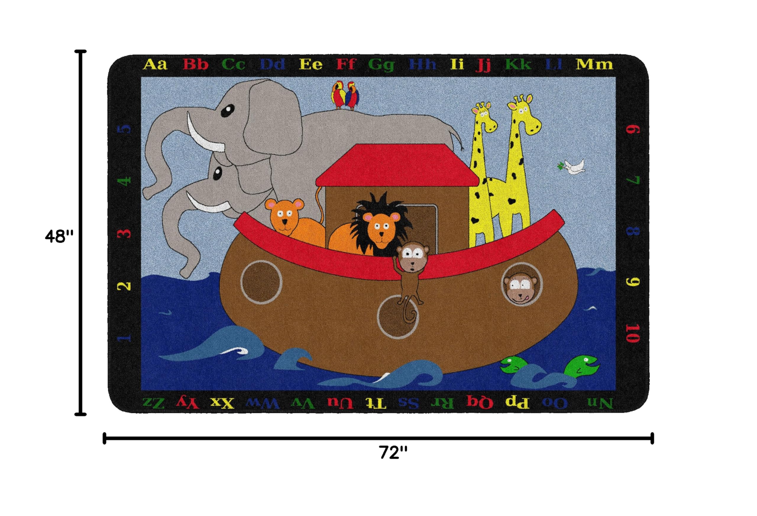 Noah's Pals Kids Area Rug 4' x 6' Rectangle - Soft Playmat for Children's Room, Learning & Play Space - Educational Carpet for Toddlers & Preschoolers - Perfect for Nursery, Classroom or Playroom Decor