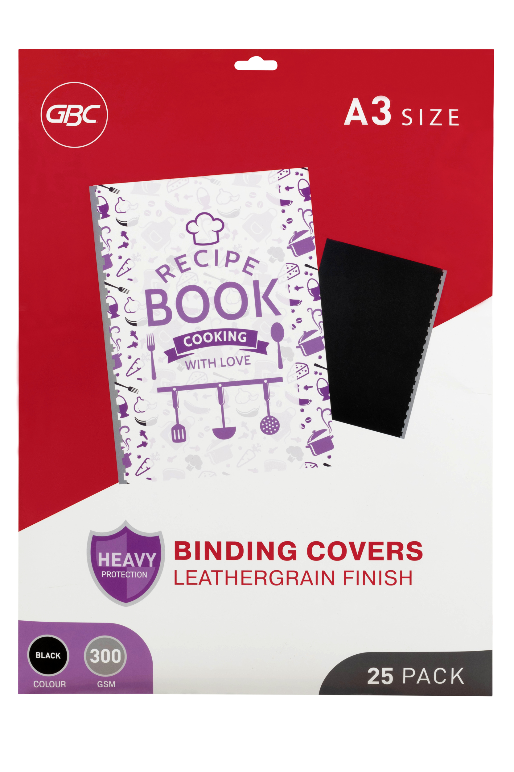 Premium A3 Black Leathergrain Binding Cover - 300gsm Heavyweight, Pack of 25 Sheets - Perfect for Professional Reports, Presentations & Document Protection