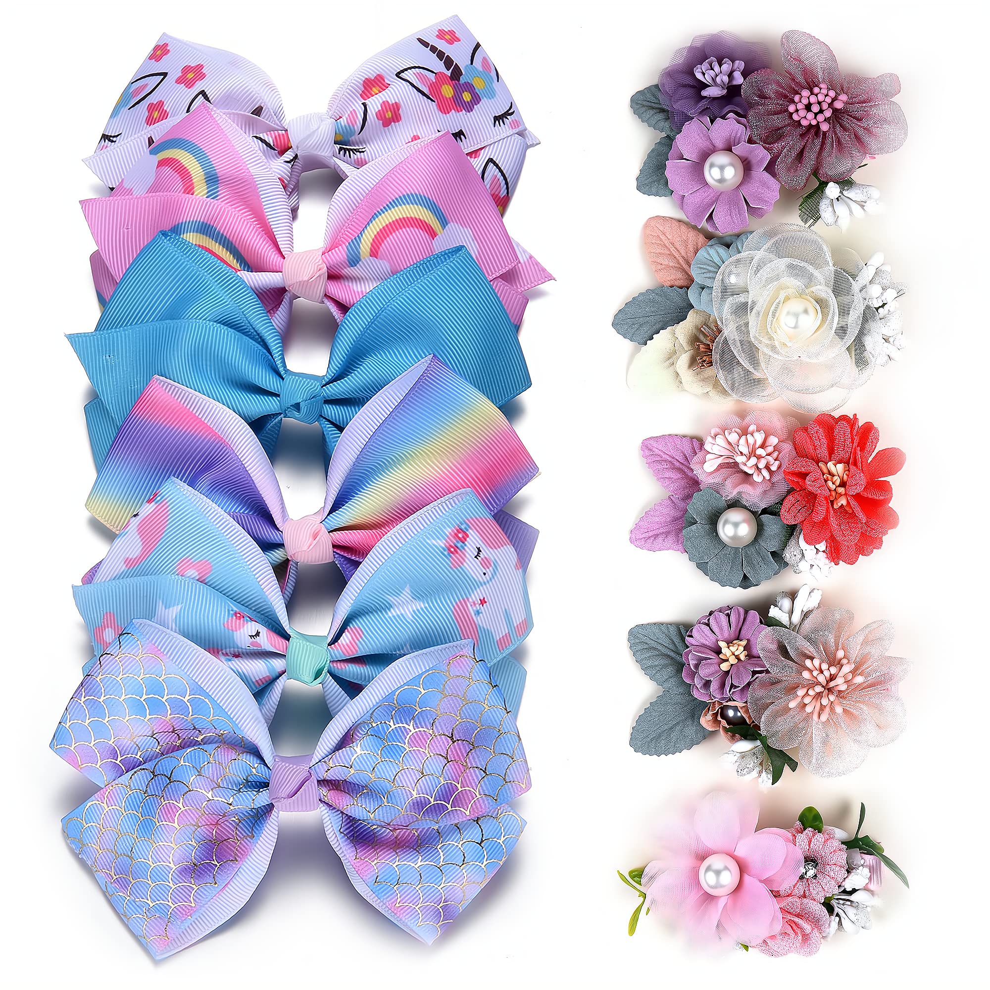 Fsmiling 11-Pack Girls Hair Bows with Alligator Clips - Grosgrain Ribbon Flower Hair Accessories for Valentine's Day, Easter & Parties | Perfect for School, Weddings & Special Occasions