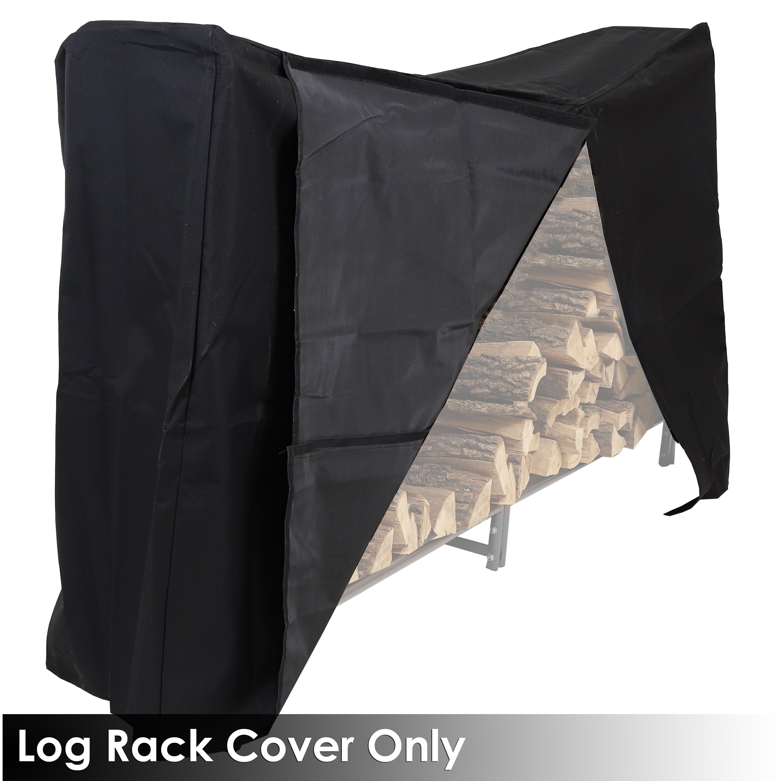 Sunnydaze Outdoor Firewood Log Rack Cover - Heavy Duty Waterproof Firewood Storage Cover, Black - Perfect for Patio, Backyard, and Camping Firewood Protection