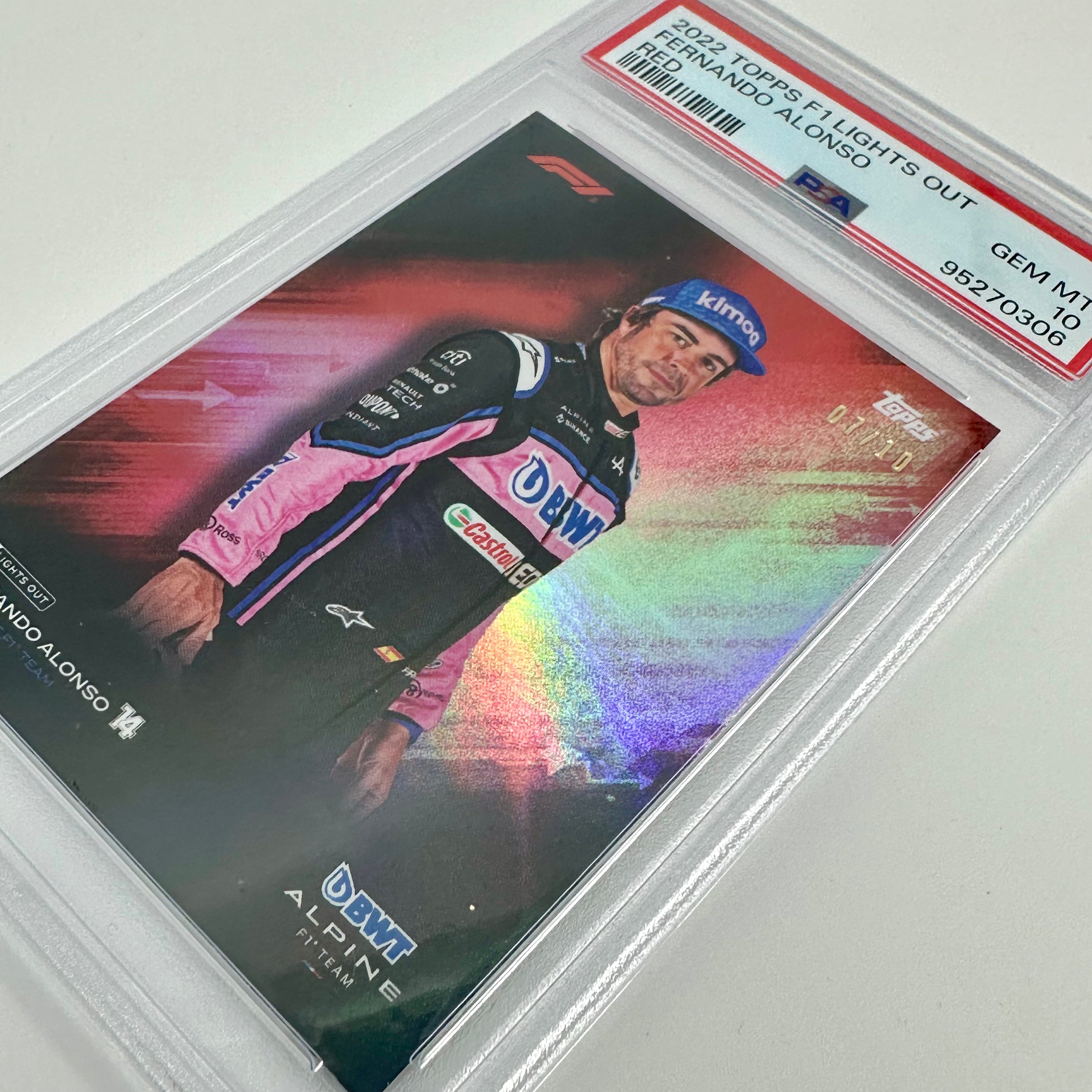 PSA 10 Graded 2007 Topps Fernando Alonso Red Parallel Racing Card - Perfect for F1 Collectors, Sports Memorabilia Displays & Investment Portfolios