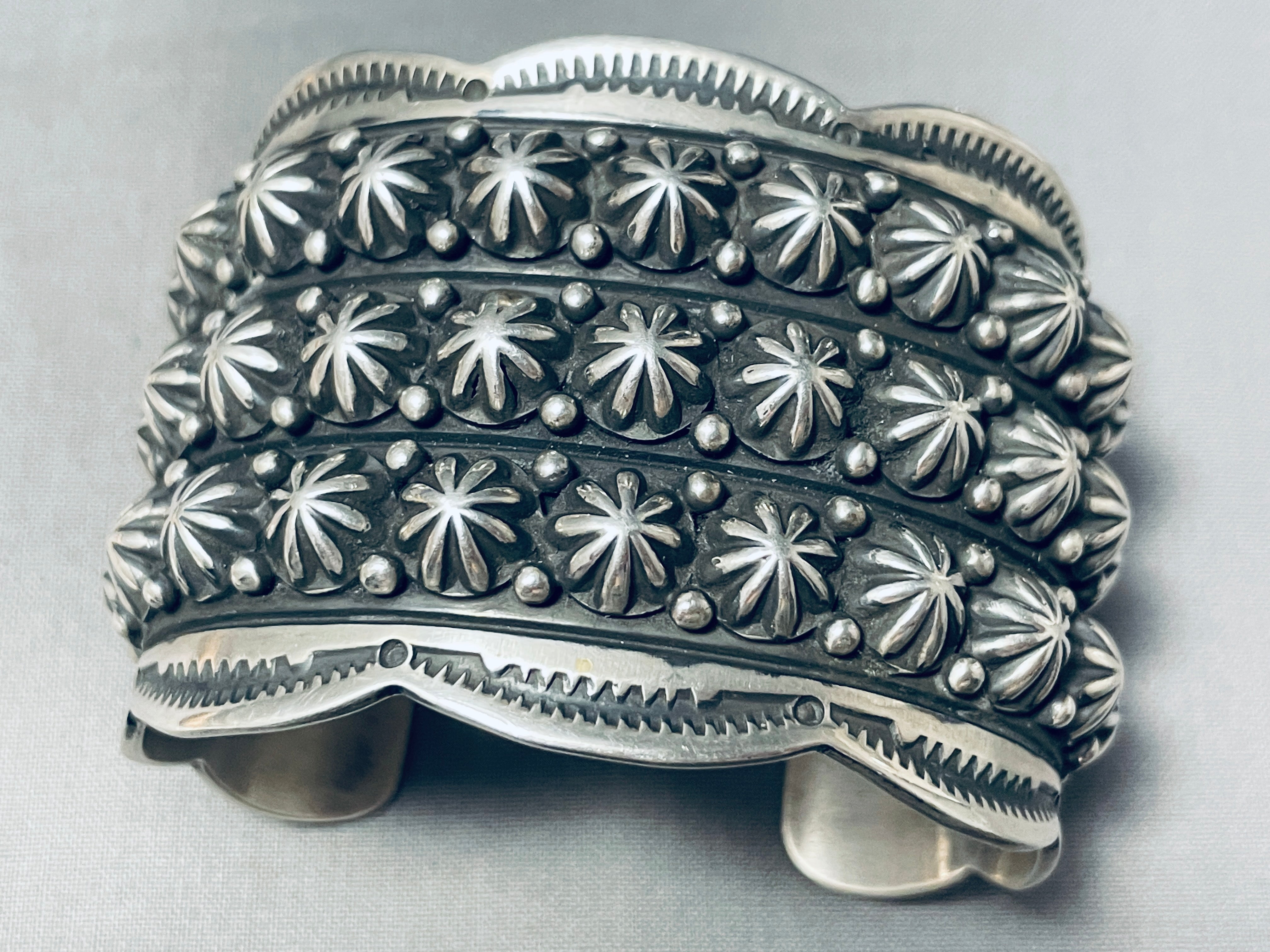 Authentic Navajo Platero Sterling Silver Cuff Bracelet - 137g Heavy Duty Handmade Jewelry for Women, Perfect for Boho Fashion & Special Occasions