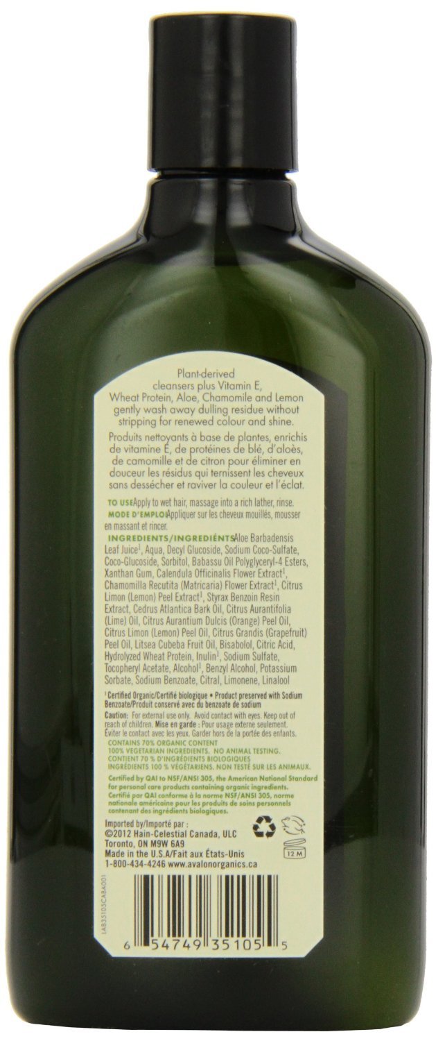 Avalon Organics Clarifying Lemon Shampoo for Oily Hair & Scalp - 11 oz (Pack of 10) - Deep Cleansing & Oil Control for Daily Hair Care & Scalp Refresh