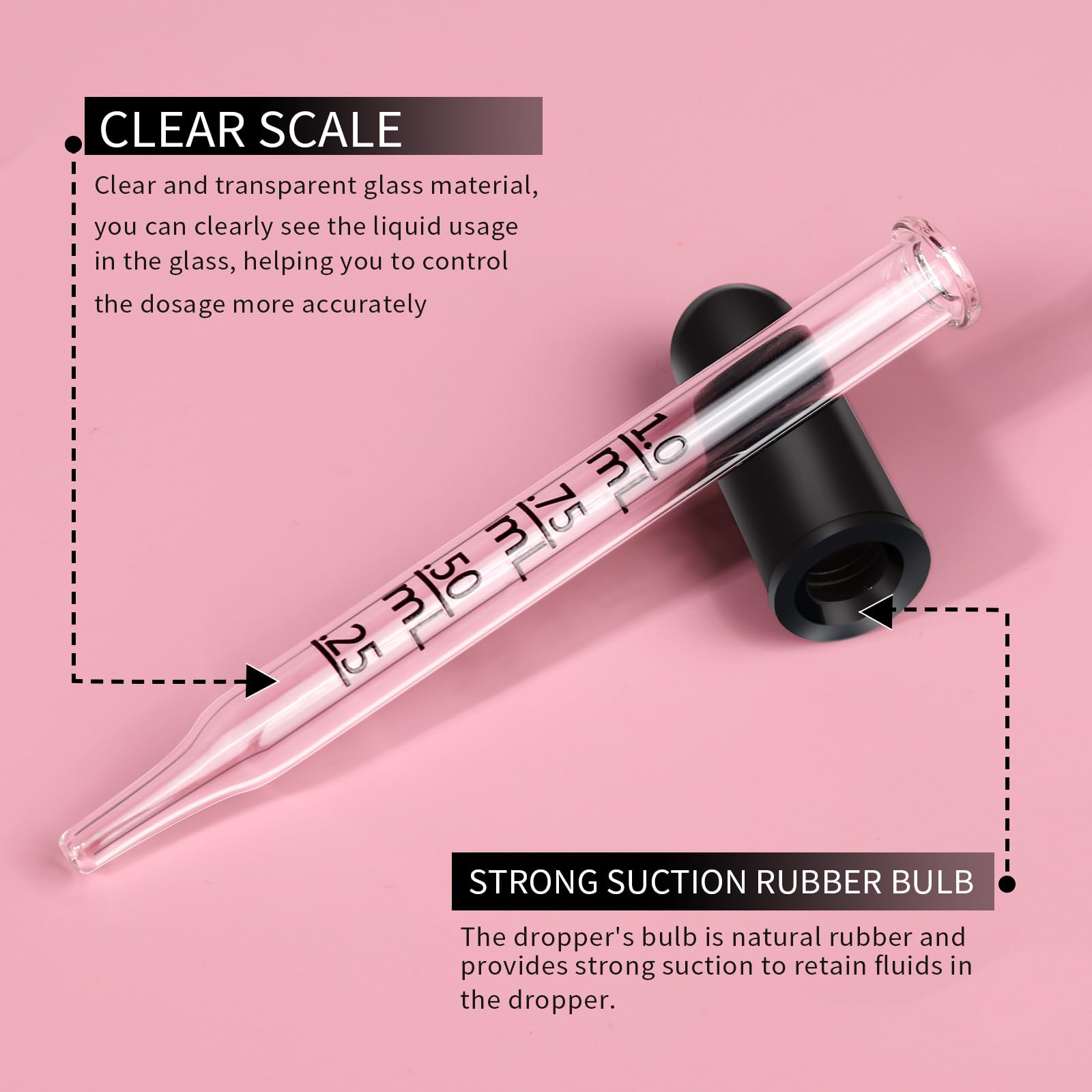 20 Pack 1mL Glass Eye Droppers for Essential Oils, Medicine & Lab Use - Straight Tip Pipette Droppers for Ear Care, Feeding & Scientific Experiments