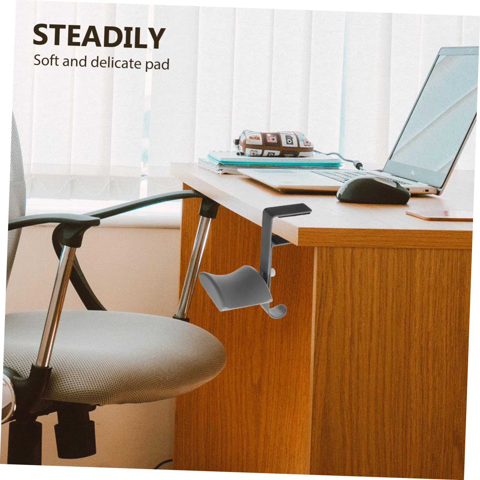 Premium Aluminum Alloy Headphone Stand with Silicone Pad - Stable Gaming Headset Hook & Traceless Sticker Mount - Perfect for Desk Organization, Gaming Setup, and Home Office Accessories