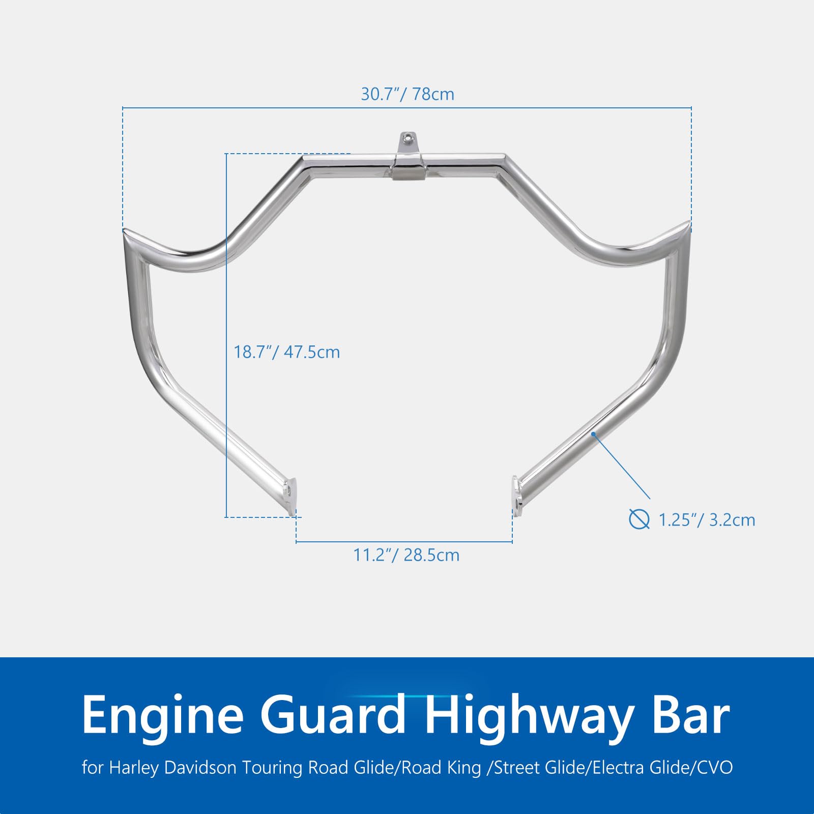 Harley Davidson Touring Crash Bar Engine Guard - Chrome Highway Protection for Road Glide, Road King, Street Glide, Electra Glide & CVO Trike Models | Motorcycle Safety Accessory for Long Rides & Highway Cruising