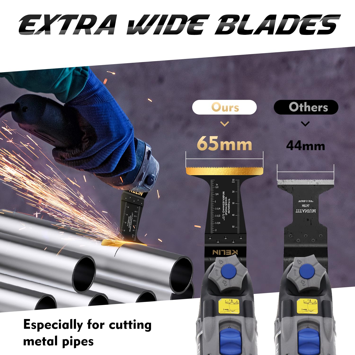 26-Piece Titanium Oscillating Multi-Tool Blades Kit with Sanding Pads - 4 Sizes for Cutting Metal & Wood - Compatible with Bosch, Fein, Milwaukee, Ryobi, DeWalt - Perfect for DIY Projects, Home Renovation & Professional Construction Work