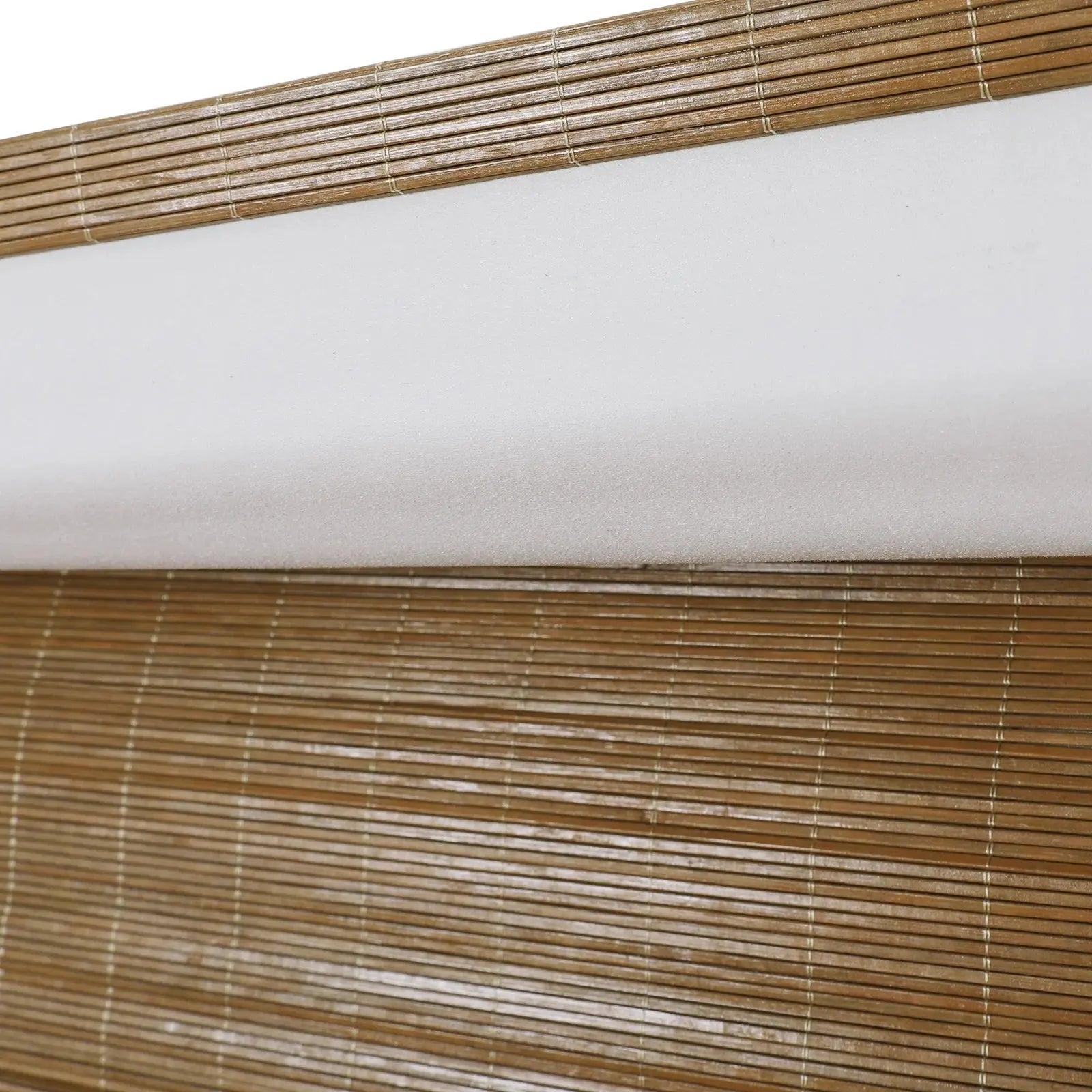Sybil Bamboo Roman Shade in Cinnamon - Natural Wood Window Treatment for Living Room & Bedroom - Light Filtering & Privacy