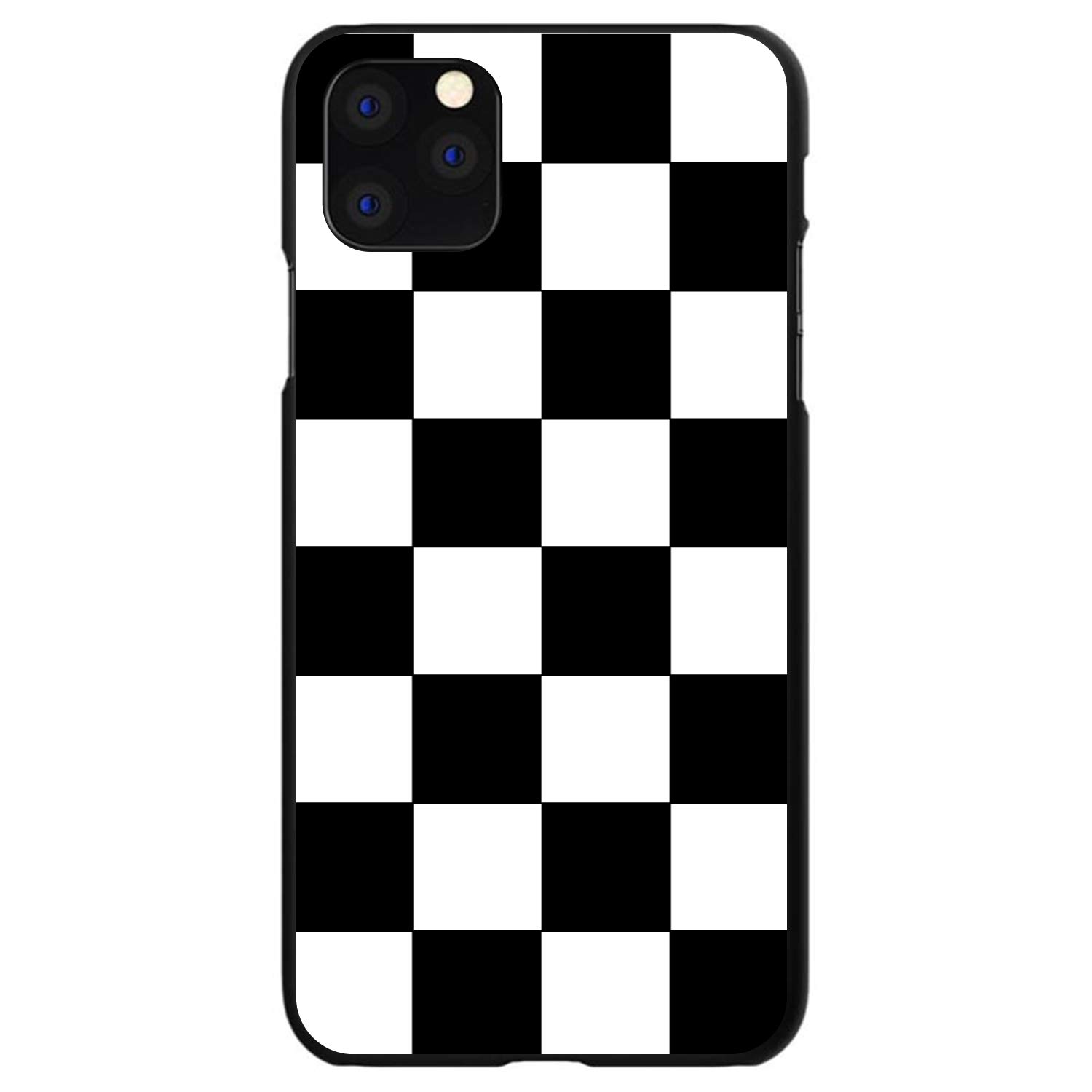 DistinctInk Ultra Slim Hard Plastic Case for iPhone 13 Pro Max (6.7 Inch) - Black & White Checkered Geometric Design - Protective Cover for Daily Use, Work & Travel