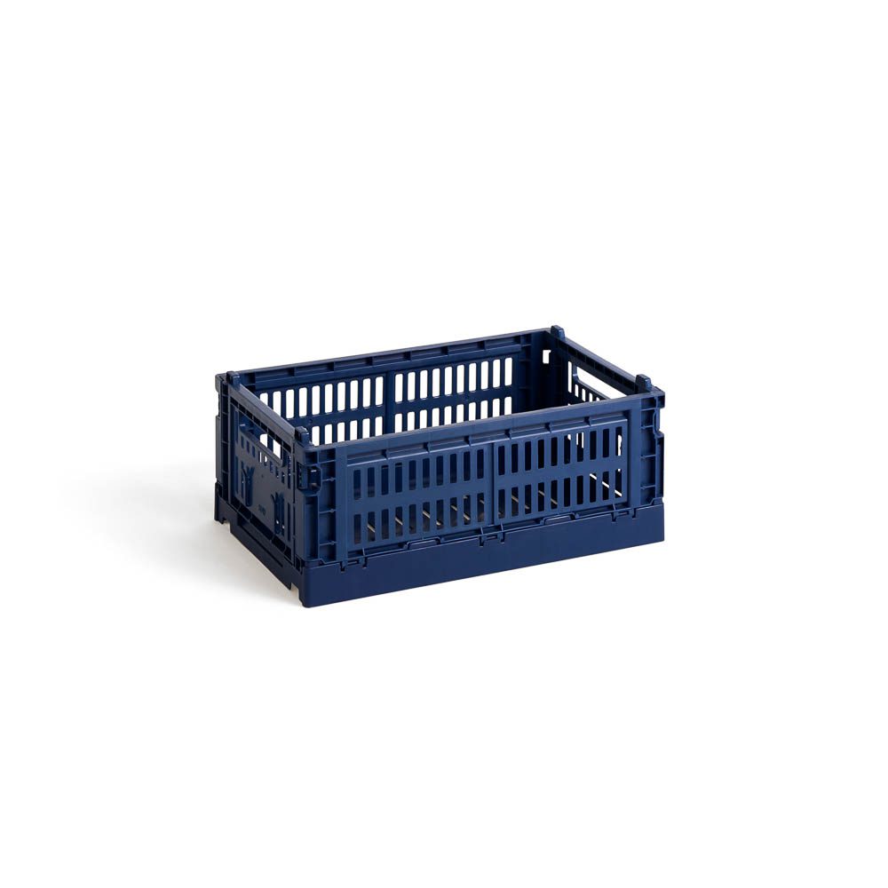 HAY Colour Storage Crate V2 - Small Dark Blue Plastic Organizer Bin for Home, Office & Kids Room Organization | Perfect for Toys, Books & Clutter Control