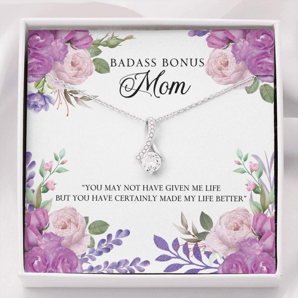 AZGifts Sterling Silver Mother Necklace Pendant - Personalized Gift from Daughter for Mom, Bonus Mom - Includes Heartfelt Message Card - Perfect for Mother's Day, Birthday & Special Occasions