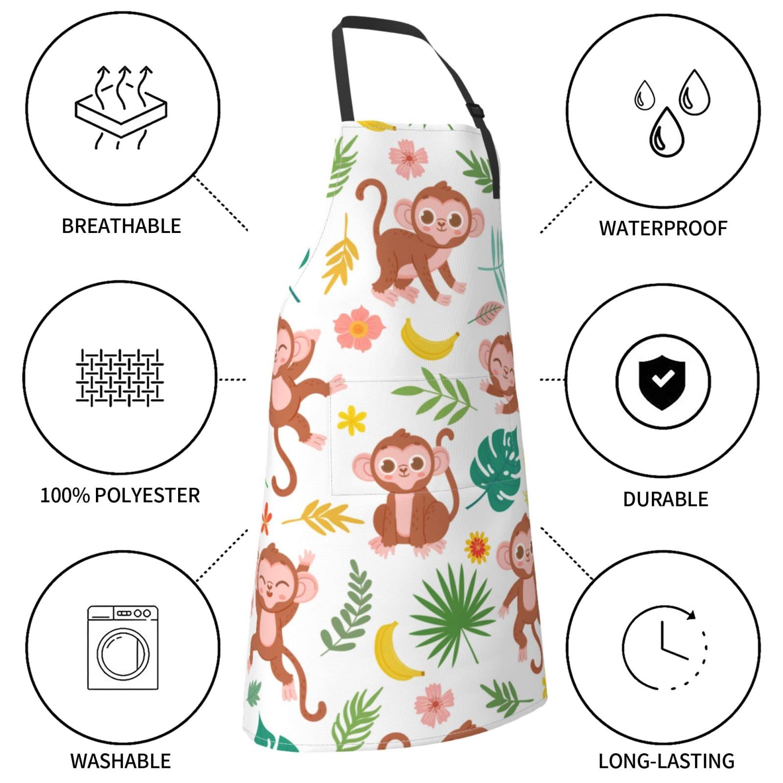 Waterproof Adjustable Apron with Pockets for Kitchen, Painting & Gardening
