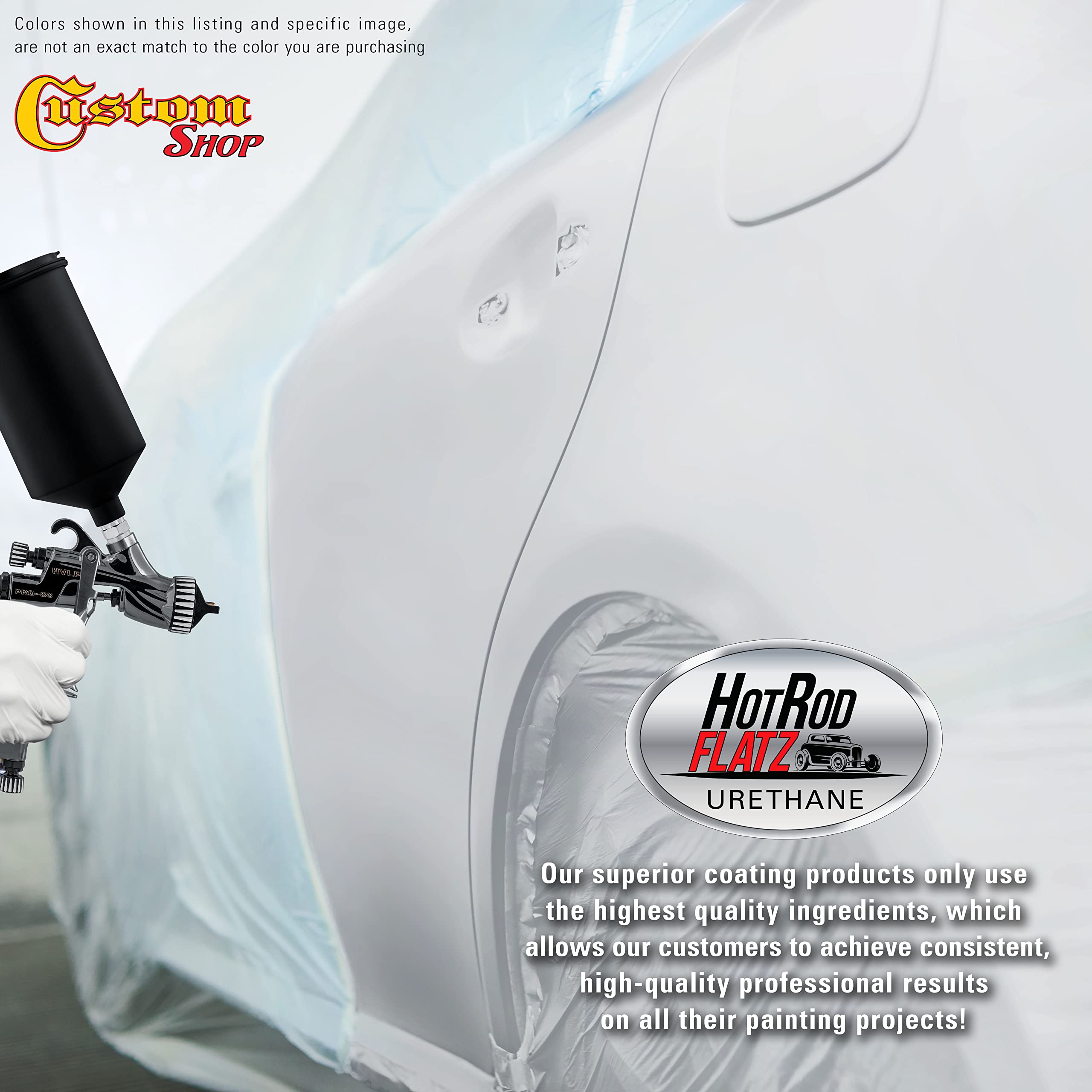 Professional Alpine White Hot Rod Flatz Flat Matte Satin Urethane Auto Paint Kit - 1 Gallon Complete Car & Truck Coating (4:1 Mix Ratio) - Perfect for Custom Shop Projects, Automotive Restoration & Hot Rod Finishes