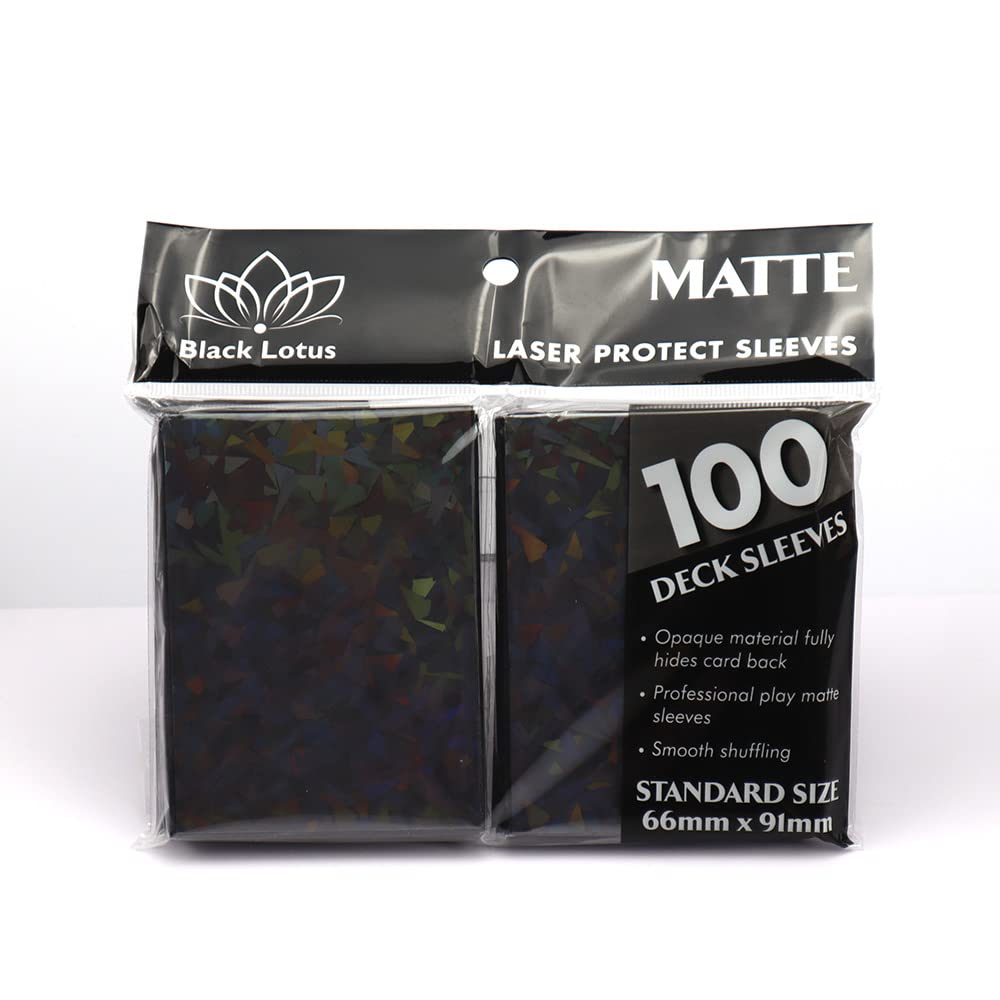 100 PCS/LOT Broken Glass Gemstone Laser Matte Card Sleeves 66x91mm - Holographic Protector for Trading Cards, ID Photos & Collectibles (Black) - Perfect for TCG, Pokemon, Yugioh & Sports Card Protection