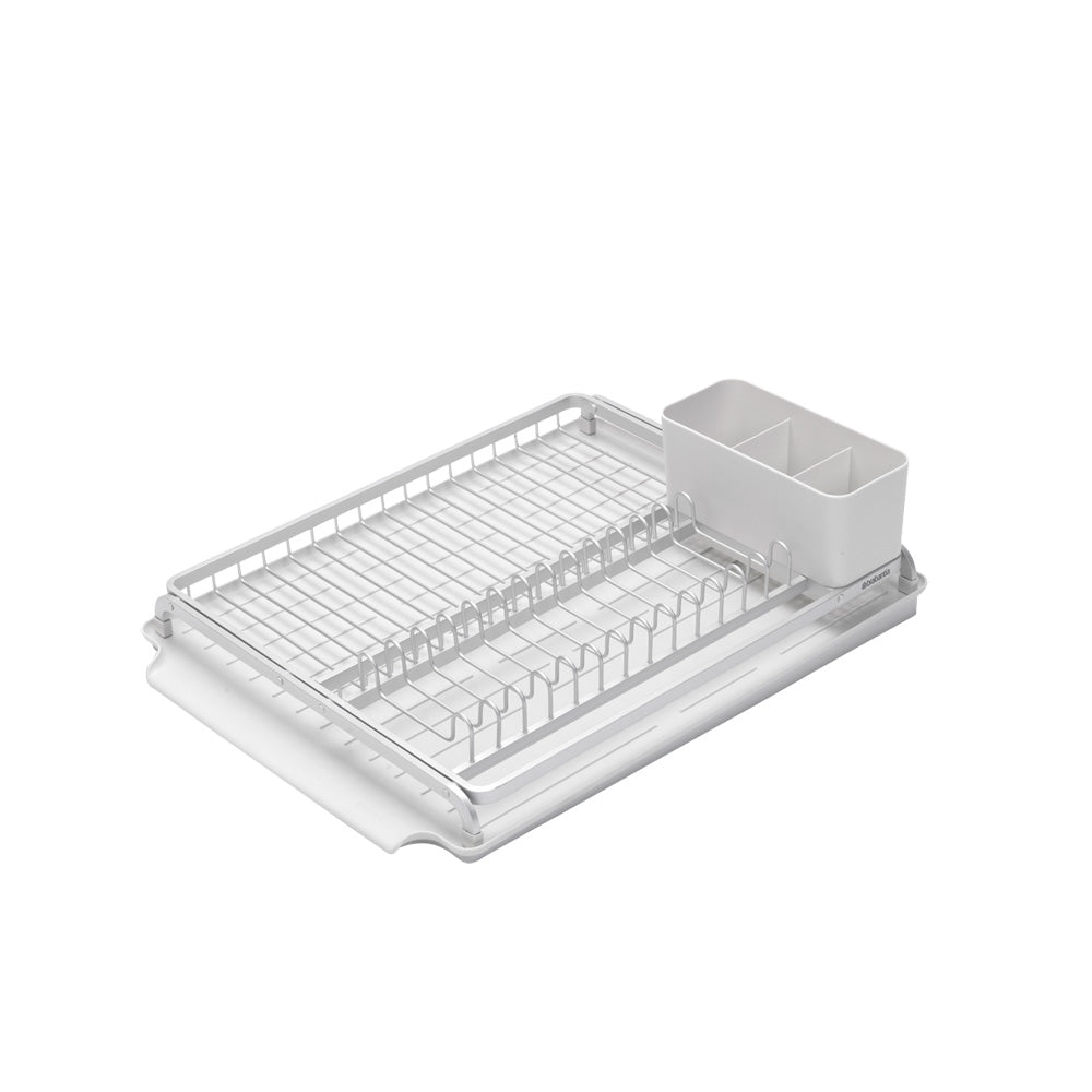 Stainless Steel Dish Drying Rack for Kitchen Countertop - Light Grey Space Saving Dish Drainer for Plates, Cups & Utensils - Perfect for Small Kitchens & Apartments