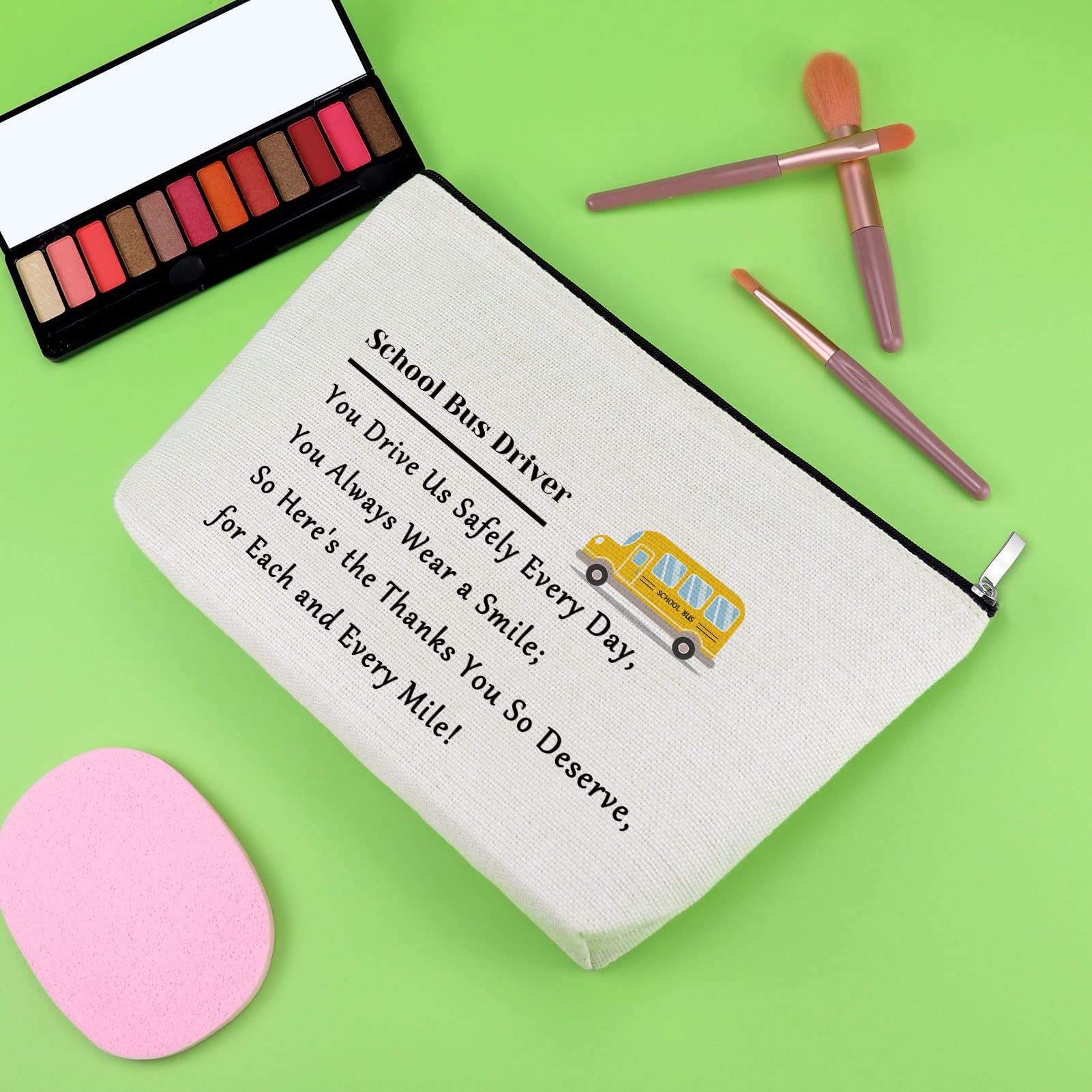 Bus Driver Appreciation Gift - Cute Makeup Bag for Women | Thank You Present for Bus Drivers, Teachers & Coworkers | Perfect for Graduation, Birthday, Christmas & Retirement | Travel & Daily Use Cosmetic Pouch