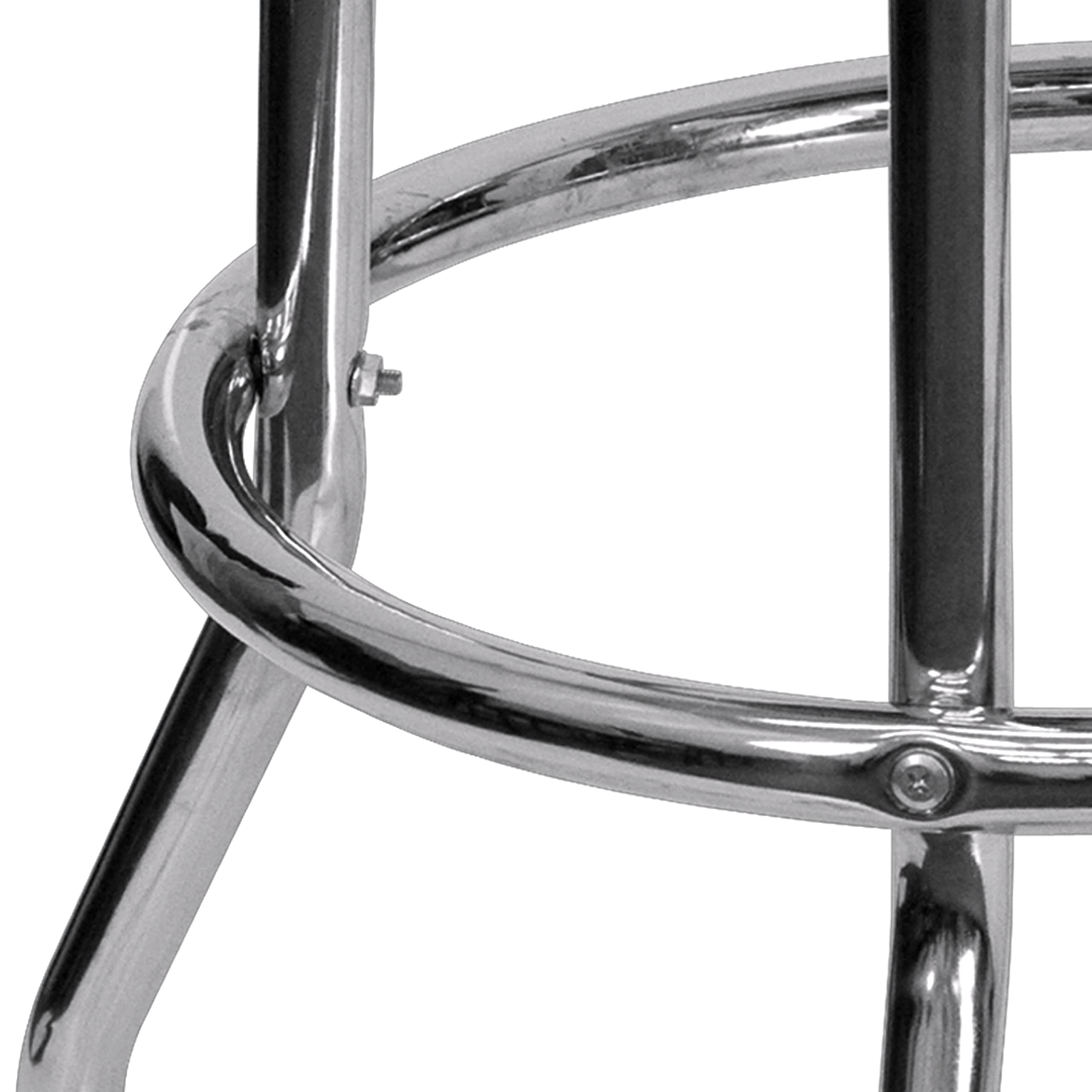 Chrome Bar Stool with Double Ring Design and Red Cushion Seat - Perfect for Kitchen Islands, Breakfast Bars, and Modern Dining Areas