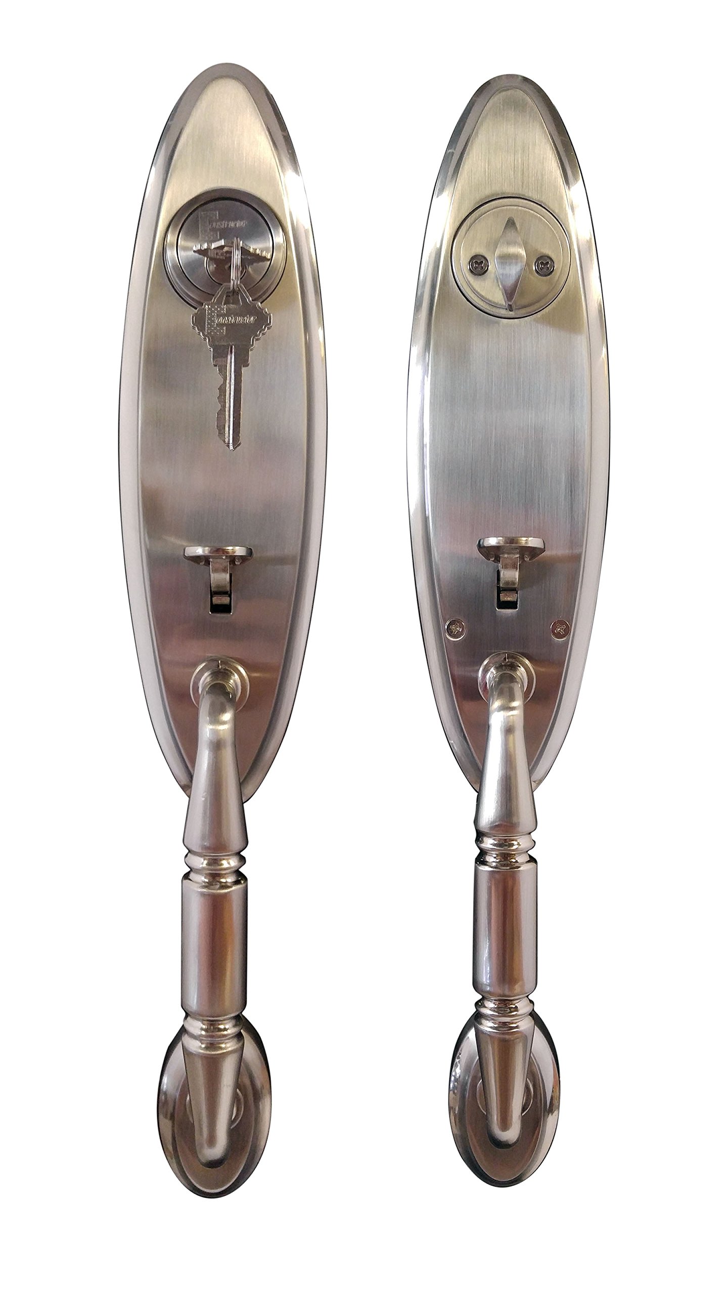 LEX Elite Hand Set Door Lock Lever - Satin Nickel Finish - Secure & Stylish Door Handle for Homes & Offices - Perfect for Interior & Exterior Doors