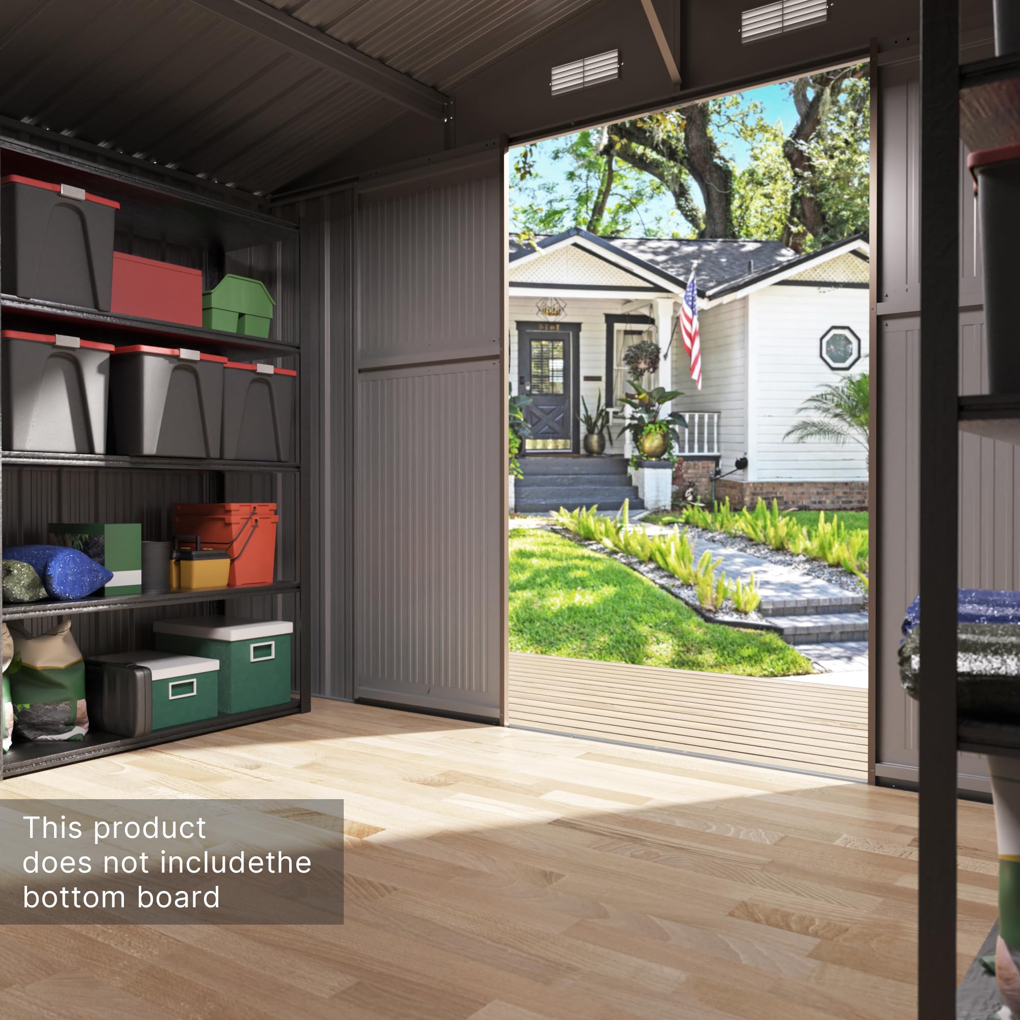 10FT x 8FT Metal Storage Shed with Lockable Sliding Doors & Air Vent - Outdoor Garden Shed for Backyard, Patio, Lawn - Perfect for Tiny House Utility, Tool Storage & Outdoor Equipment Organization
