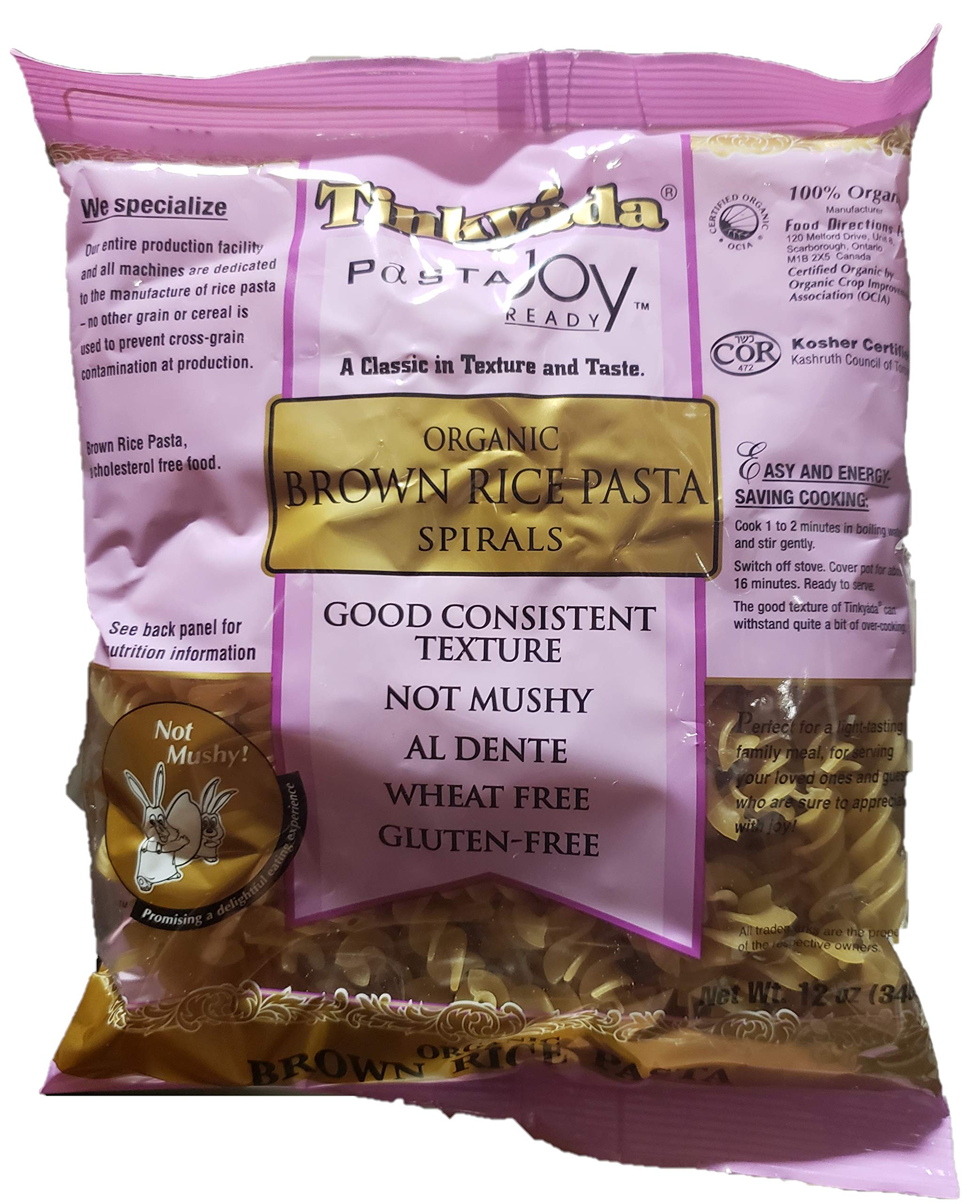 Organic Tinkyada Brown Rice Spiral Pasta - 12 oz | Gluten-Free, Vegan & Non-GMO | Perfect for Healthy Meals, Italian Dishes & Family Dinners