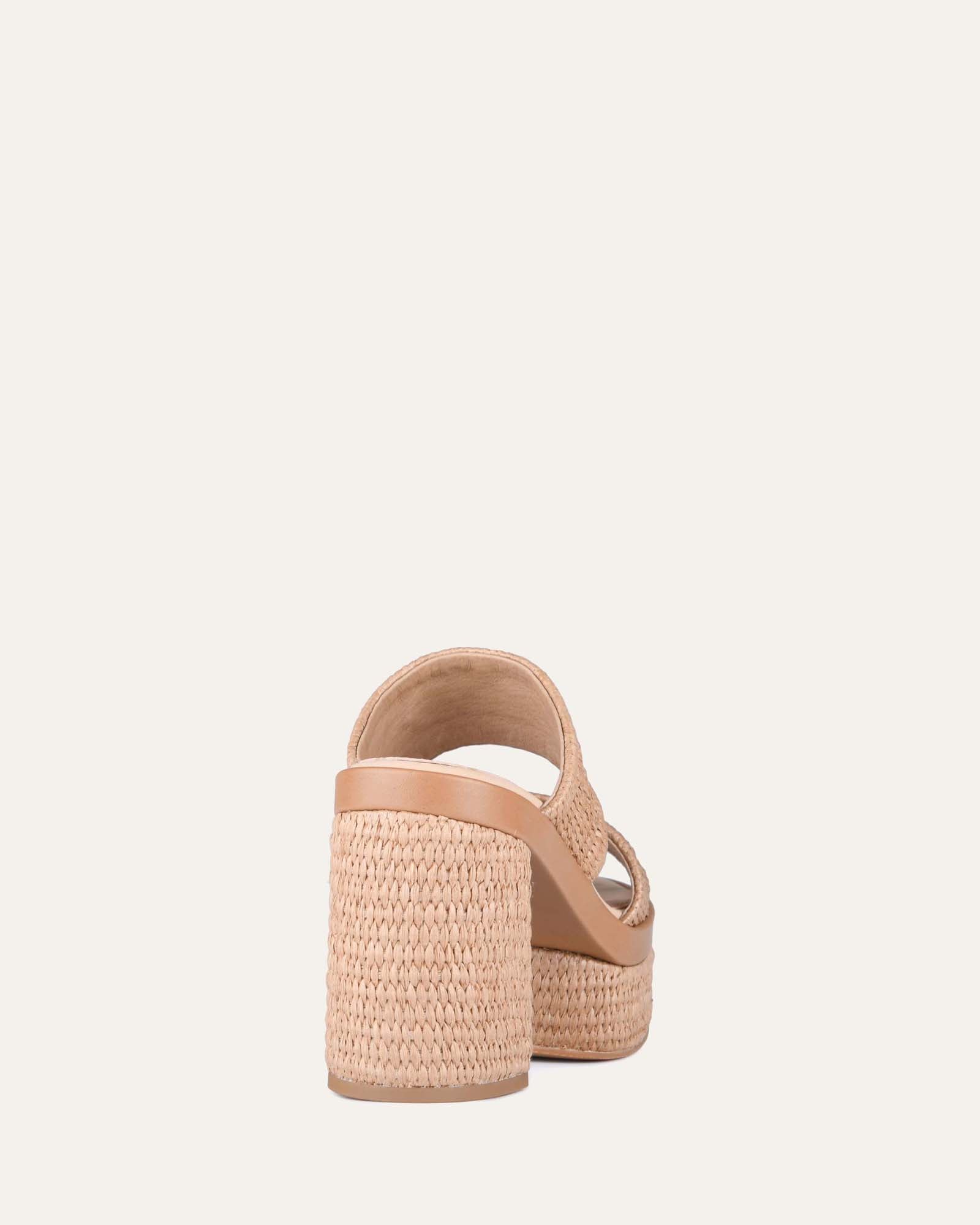 FELICITY Women's High Heel Platform Sandals - Tan Raffia Strappy Summer Beach Wedding Shoes for Women | Comfortable & Stylish for Parties, Vacations, and Date Nights