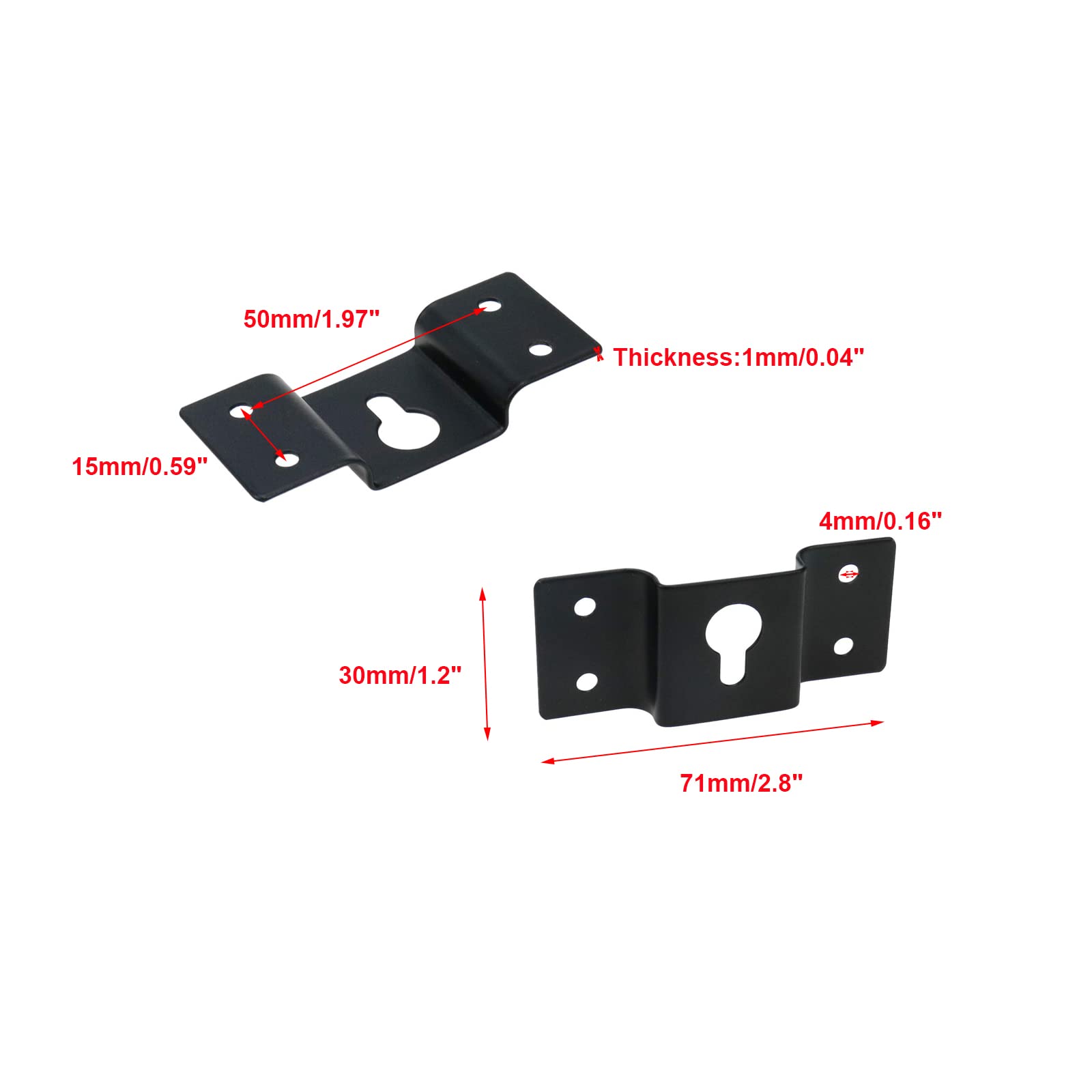 Semetall 10 Pack Black Metal Wall Mount Hook Hanger Bracket for Surround Sound Speakers - Heavy Duty Speaker Hanging Brackets with Mounting Screws (71mm x 30mm) - Perfect for Home Theater, Studio & Audio System Installation
