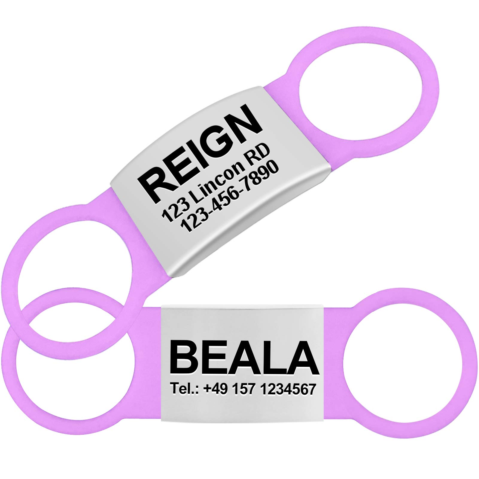 TagME 2 Pack Personalized Engraved Dog Tags - No Jingle Slide Pet ID Tags for Small Medium Large Dogs & Cats | Perfect for Daily Walks, Vet Visits & Pet Safety