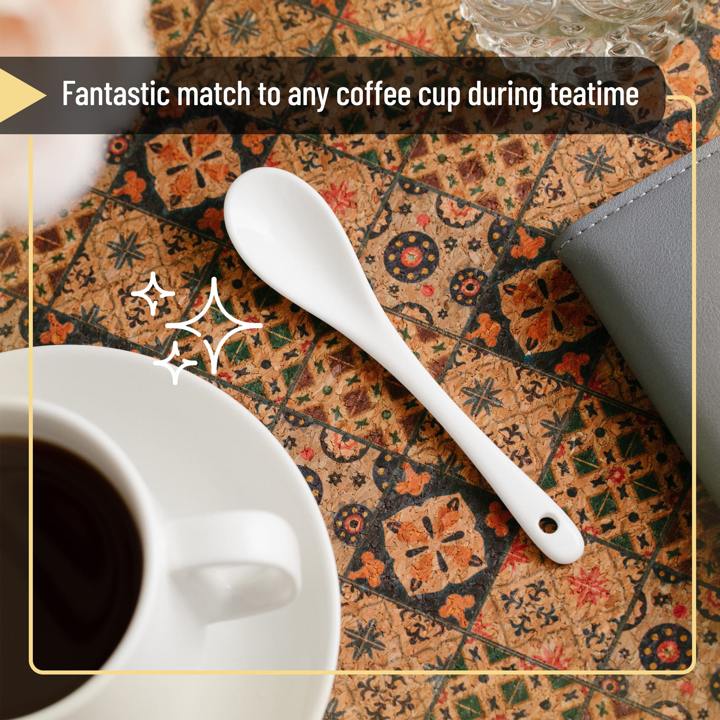 Brew To A Tea - Set of 12 White Porcelain Tea Spoons, Modern Design, Dishwasher & Microwave Safe - Perfect for Tea Parties, Coffee Breaks & Elegant Dining