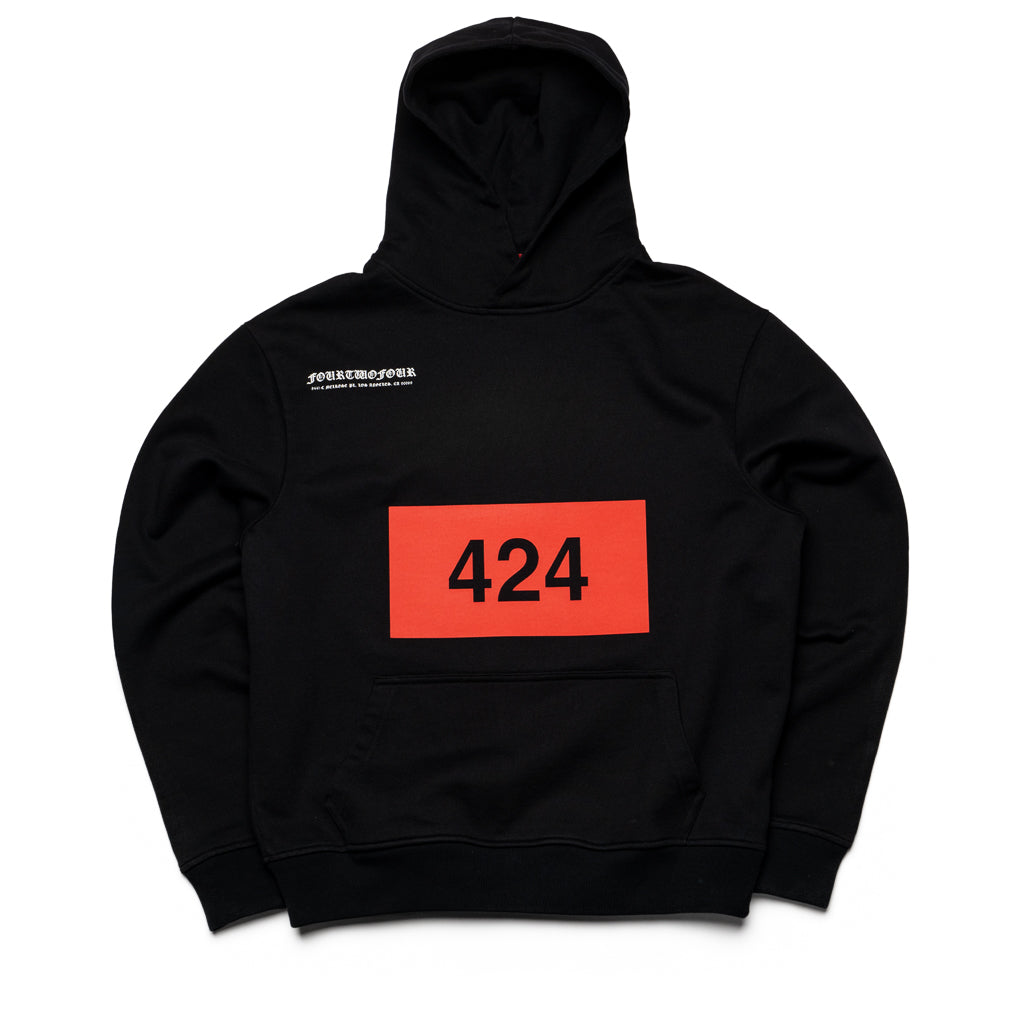 424 Printed Fleece Hoodie for Men & Women - Black | Cozy Pullover for Casual Wear, Street Style & Outdoor Activities