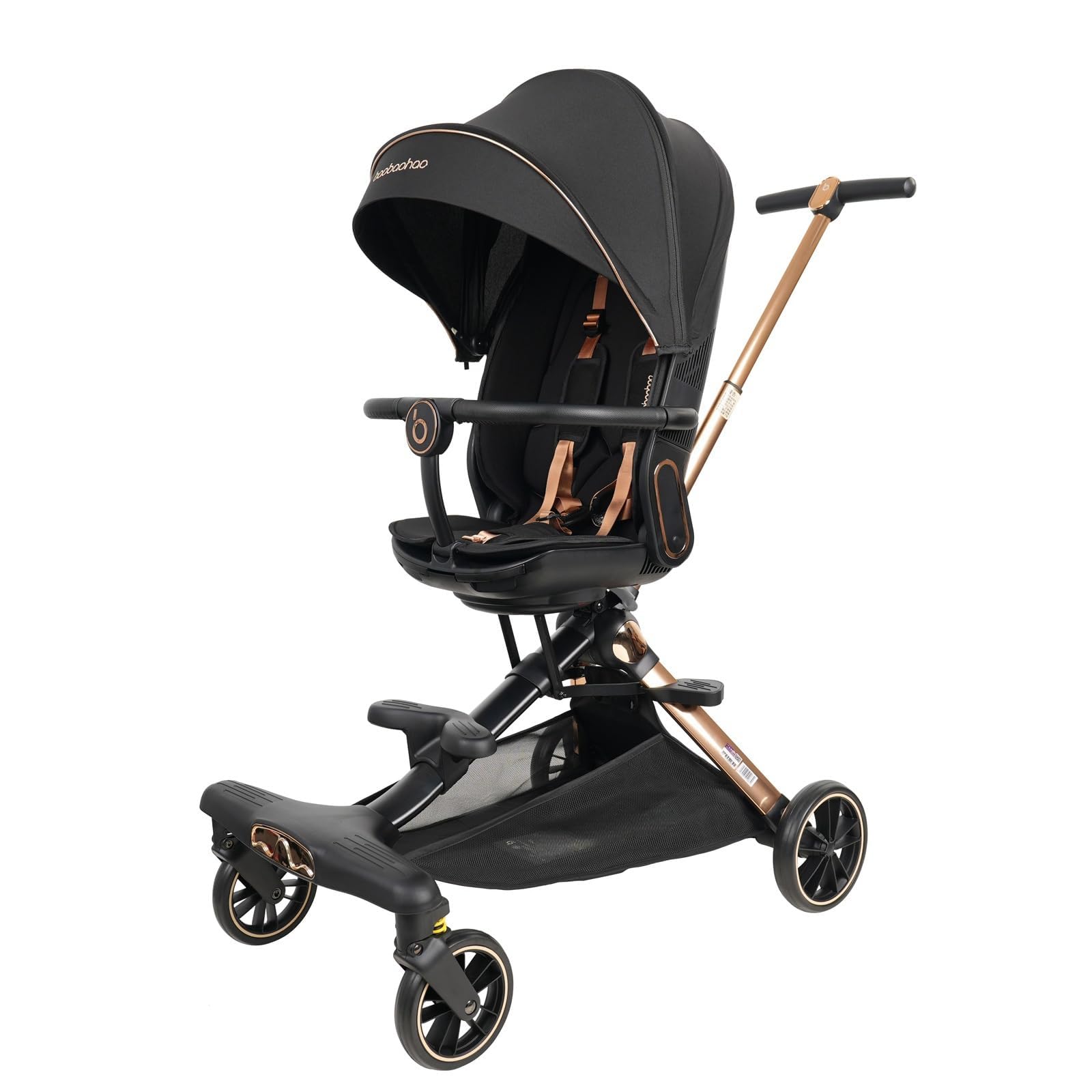 Lightweight Folding Stroller Wagon for Baby & Toddler - 360° Reversible Seat, Adjustable Canopy & Storage Basket - Compact Umbrella Stroller for Travel, Airplane & Outdoor Adventures - Glory Black