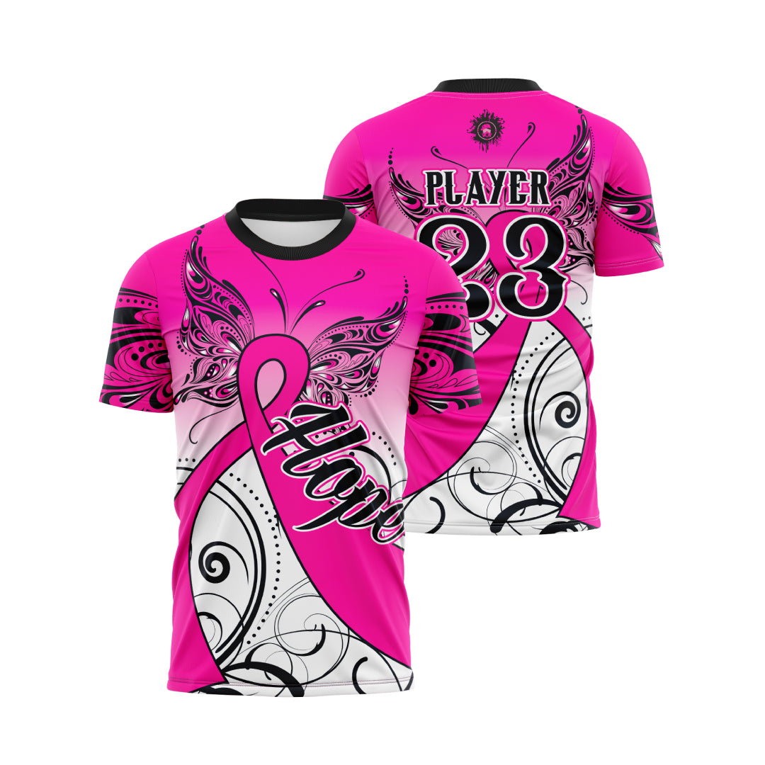 Hope Breast Cancer Awareness Men's Full Dye Jersey - Comfortable Supportive Pink Ribbon Baseball Shirt for Cancer Survivors & Supporters - Perfect for Fundraisers, Walks & Awareness Events