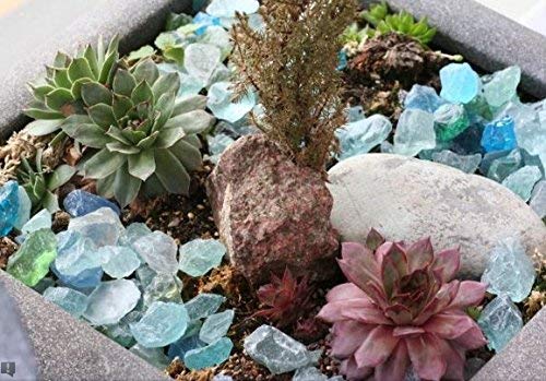 Premium Teal Landscape Glass Crystals - 50 lbs Bulk for Garden Decor, Aquariums & Vase Fillers - Large Decorative Glass Pebbles for Landscaping, Zen Gardens & DIY Crafts