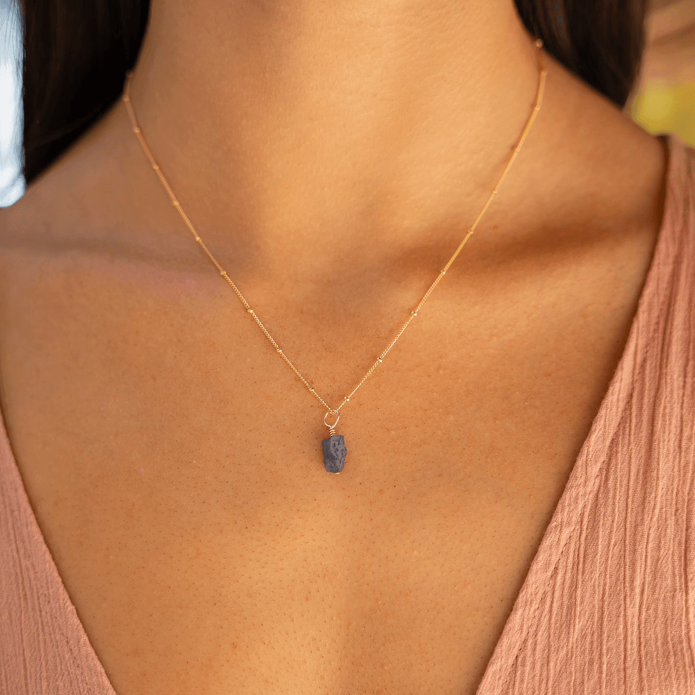 Tiny Raw Tanzanite Pendant Necklace - Genuine Tanzanite Jewelry for Women - Perfect for Everyday Wear & Special Occasions