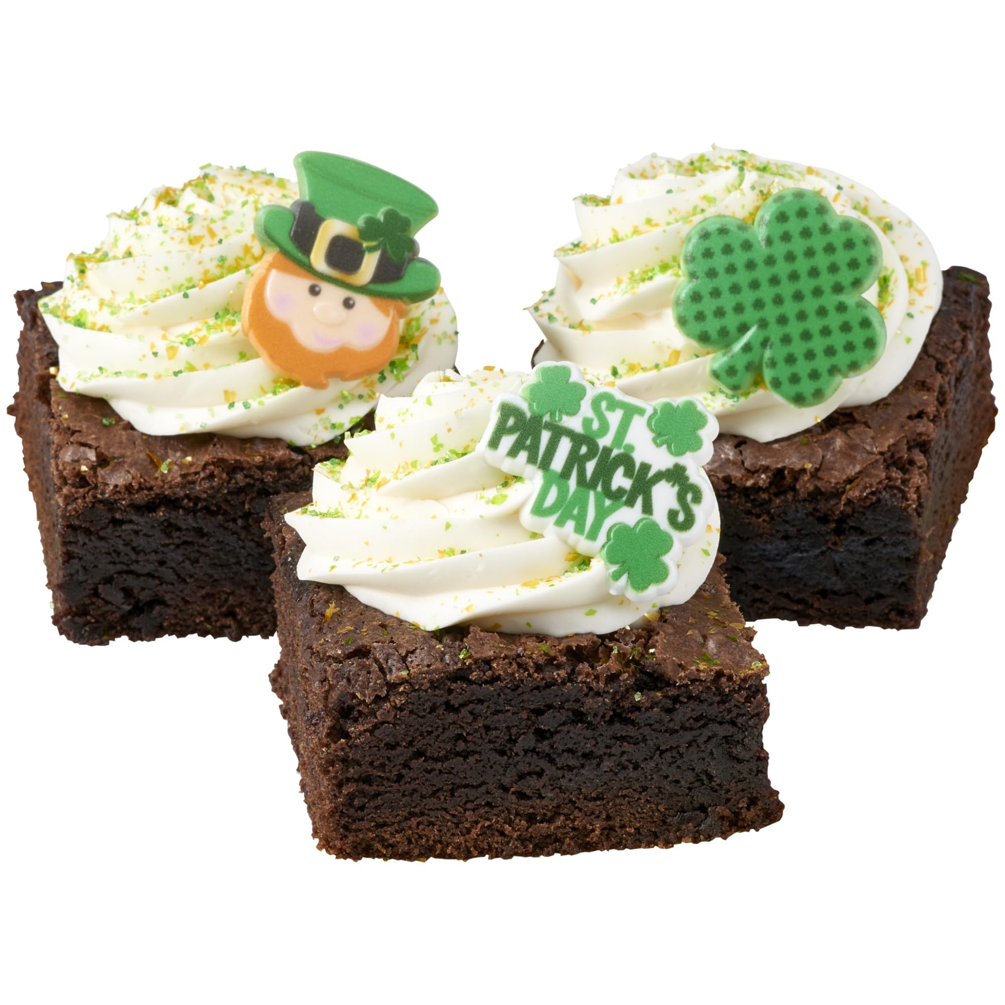 DecoPac St. Patrick's Day Cupcake Toppers - 24 Pack of Green Shamrock & Leprechaun Rings for Cake Decorations | Food Safe Cupcake Decor for St. Paddy's Day Parties, Birthday Cakes & Holiday Desserts