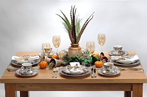 Spode Woodland 11 Oz Porcelain Sauce Boat with Stand - Turkey Motif Design | Microwave, Oven, Freezer & Dishwasher Safe | Perfect for Serving Gravy, Sauces & Dressings | Ideal for Thanksgiving Dinner, Holiday Entertaining & Special Occasions