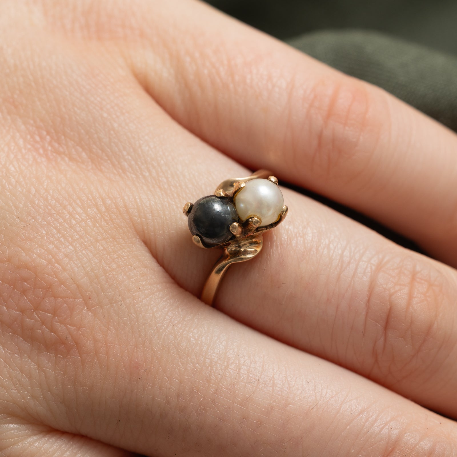 Toi et Moi Pearl Bypass Ring - Size 6 | Elegant Stackable Ring for Women, Perfect for Engagement, Anniversary & Everyday Wear