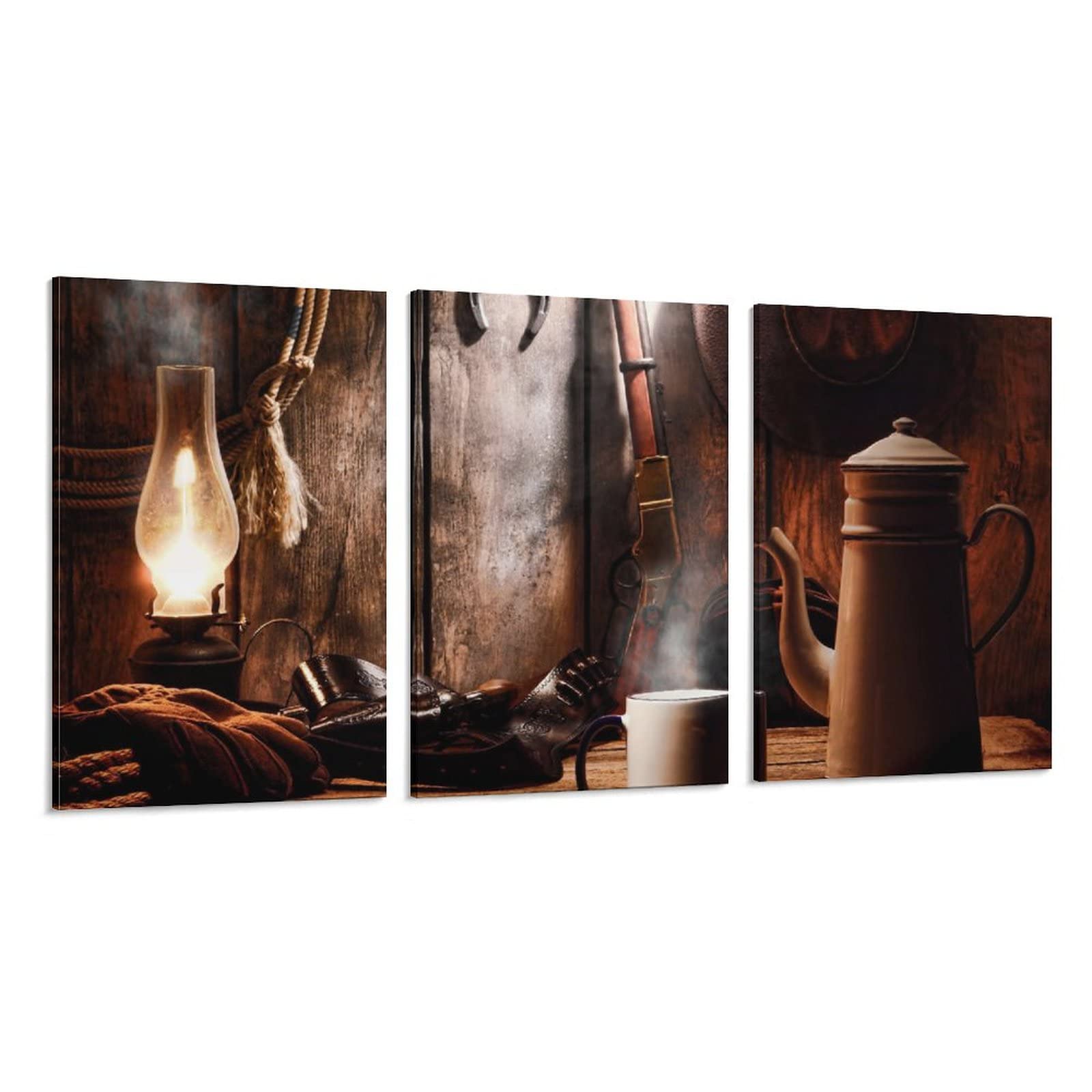 Vintage Cowboy Poster Canvas Wall Art - Western Rodeo & Cowboy Gloves Painting - 16x24 Inch (40x60cm) Framed Decor for Bedroom, Living Room, Office - Perfect for Western Theme, Man Cave & Ranch Style Interiors