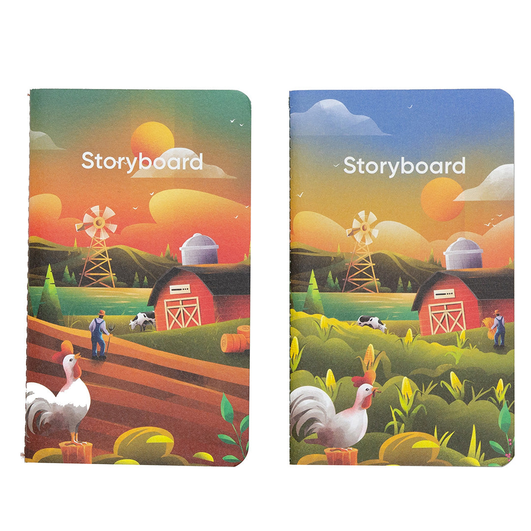 Endless Storyboard Pocket Notebook - Set of 2 Farm-Themed Journals for Sketching, Writing & Travel | Perfect for Artists, Students & Journaling Enthusiasts