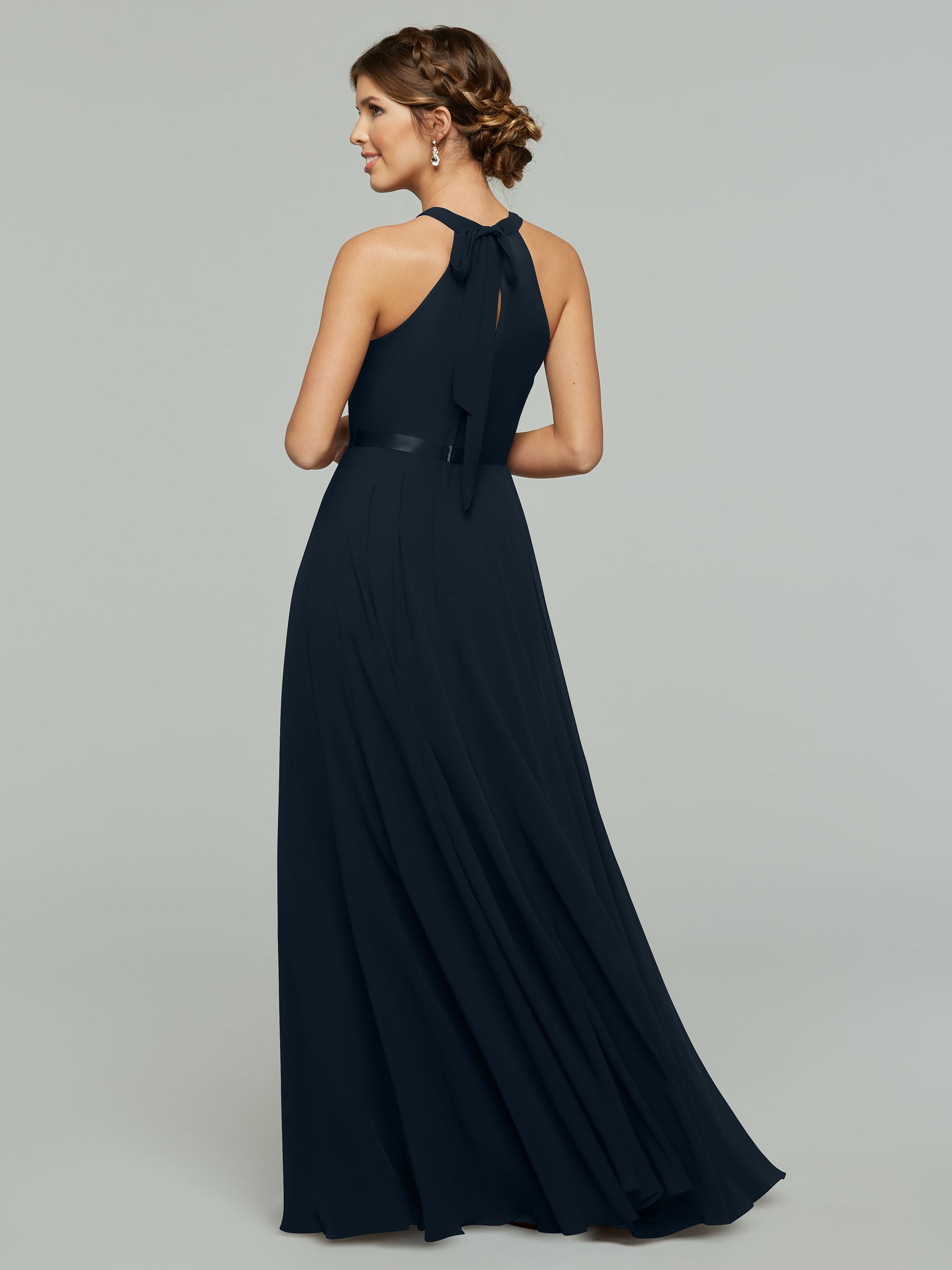 Elegant A-Line Chiffon Bridesmaid Dress with Halter Neckline - Perfect for Weddings, Prom & Formal Events | Style #80038