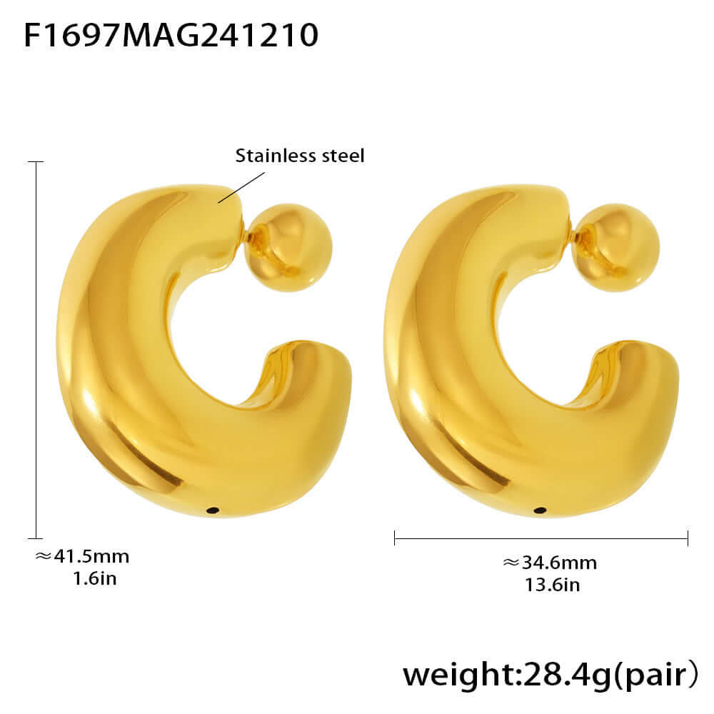 Chunky Two-Way Hoop Earrings for Women - Trendy Gold & Silver Fat Hoops | F1697 | Perfect for Casual Outfits, Parties & Everyday Wear